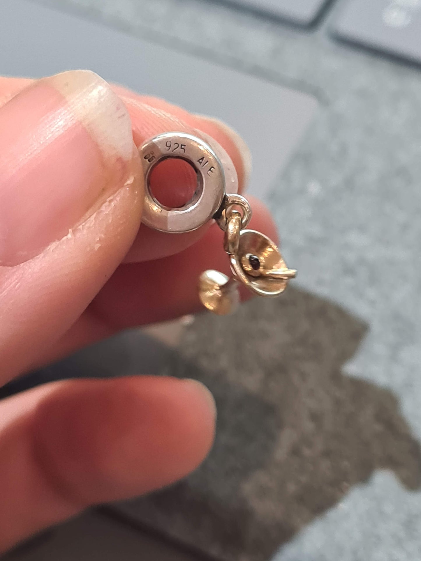 Genuine Pandora 14k Gold Cocktail Glass with Red Cherry Stone