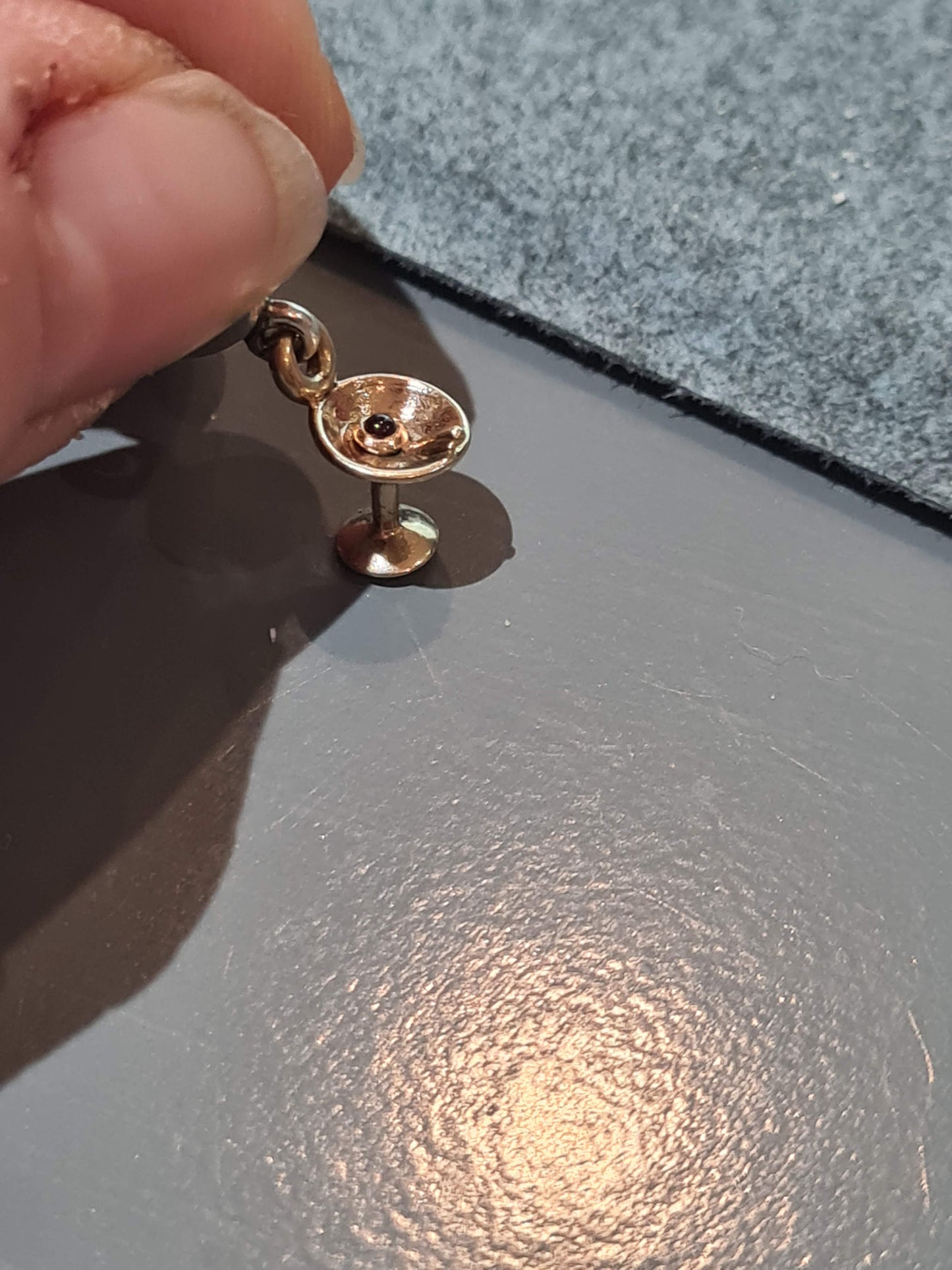 Genuine Pandora 14k Gold Cocktail Glass with Red Cherry Stone