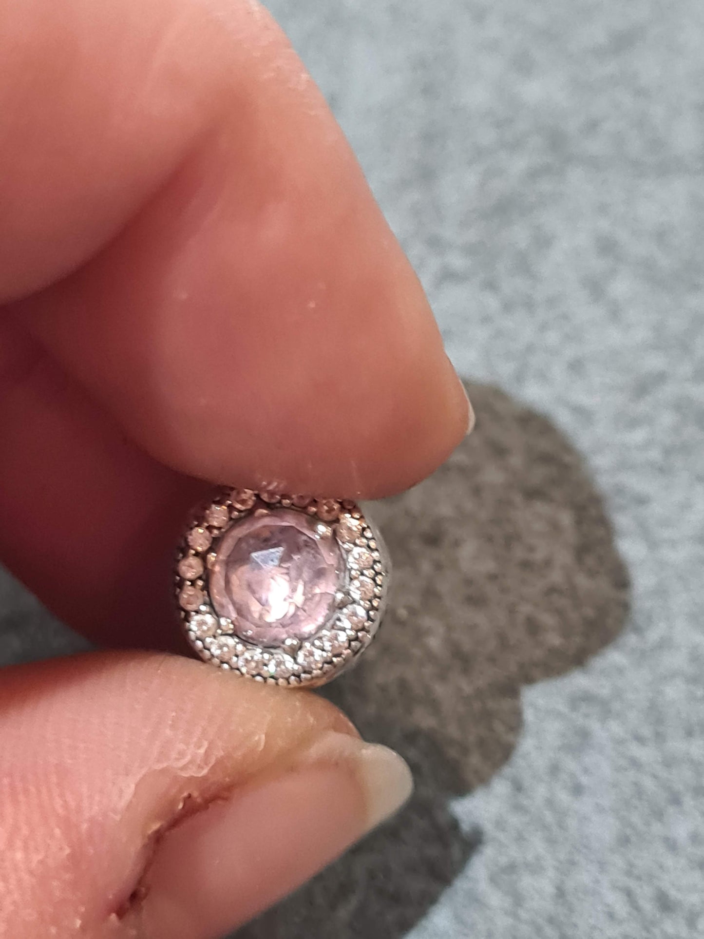 Genuine Pandora Essence Me Charm Pink Sparkle Pave Stone Appreciation
