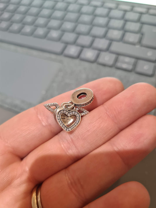 Genuine Pandora Angel Wings Heart Charm Spread Your Wings and Fly