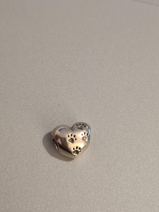 Genuine Pandora I Love My Pet Paw Print Family Love Heart