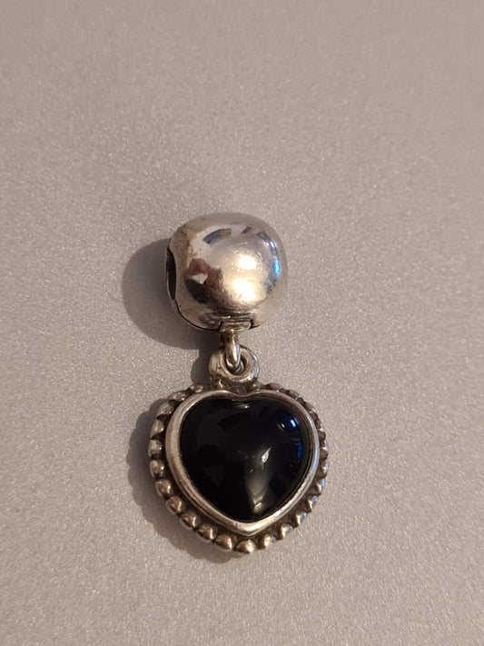 Genuine Pandora Very Rare and Special Black Onyx Stone Mi Amor Clip Dangle Charm