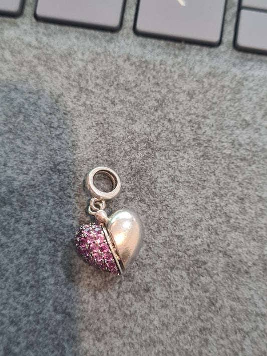 Soulfeel Pink Pave Dangle Heart  I love You Pave  Charm