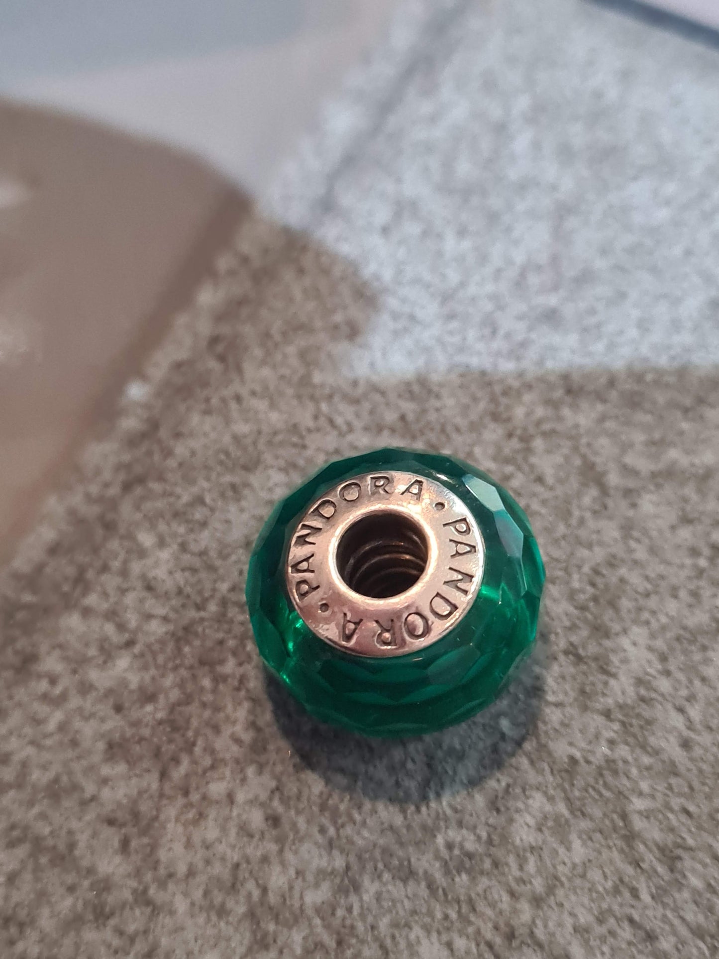 Genuine Pandora Teal Green Blue SPARKLE Charm Murano Glass