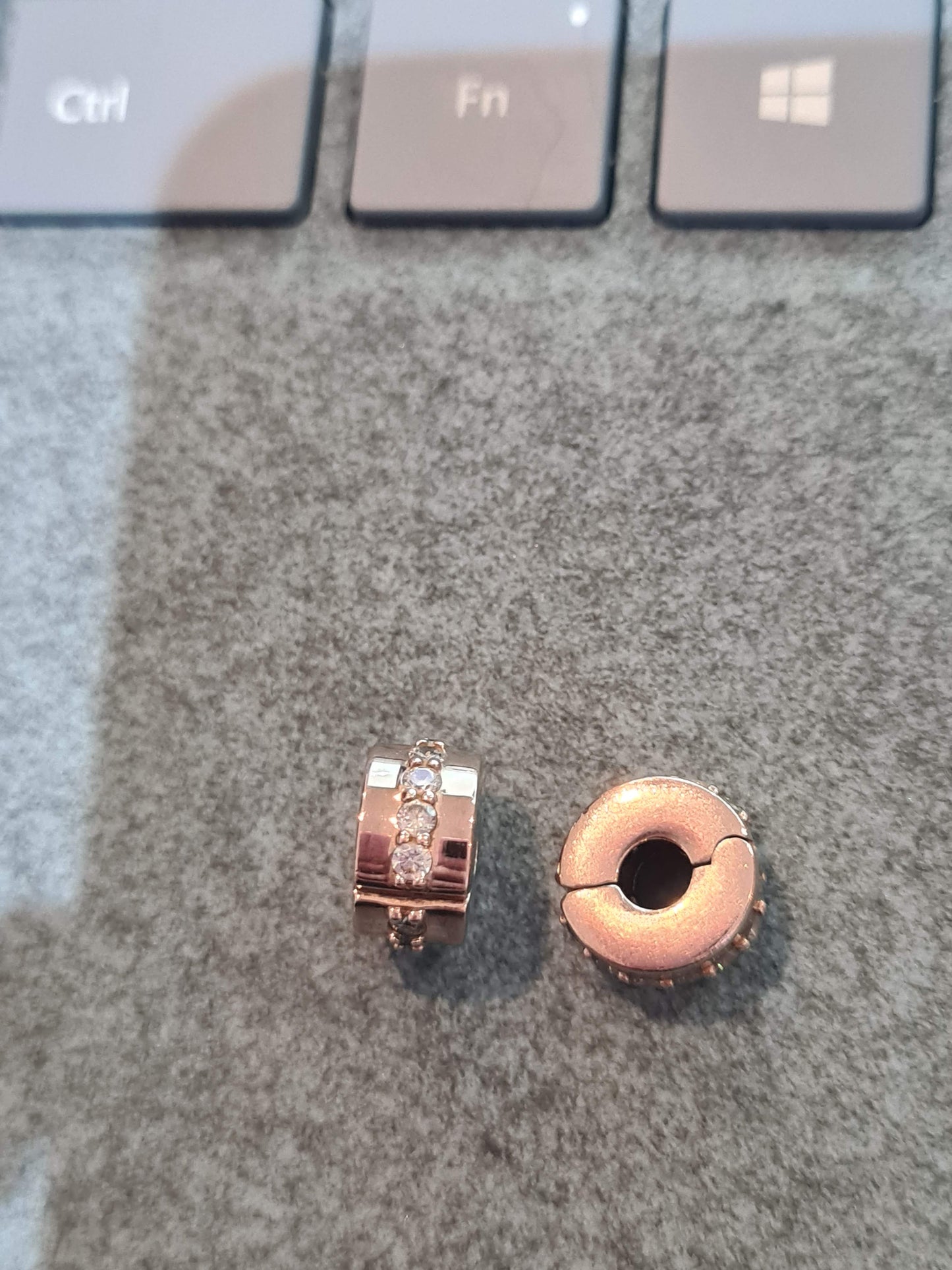 Genuine Pandora Rose Gold Pave Line Clip x2
