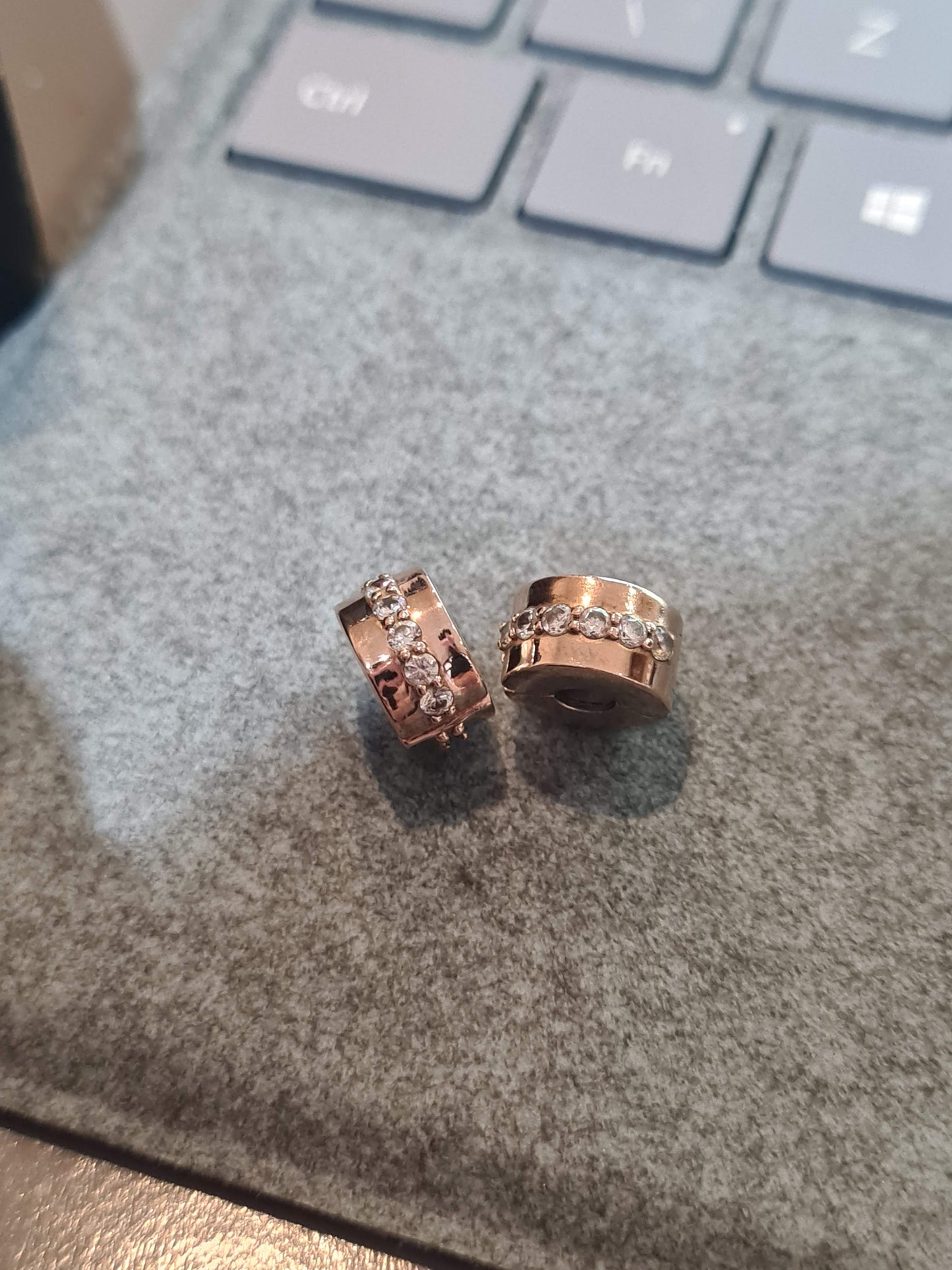Genuine Pandora Rose Gold Pave Line Clip x2