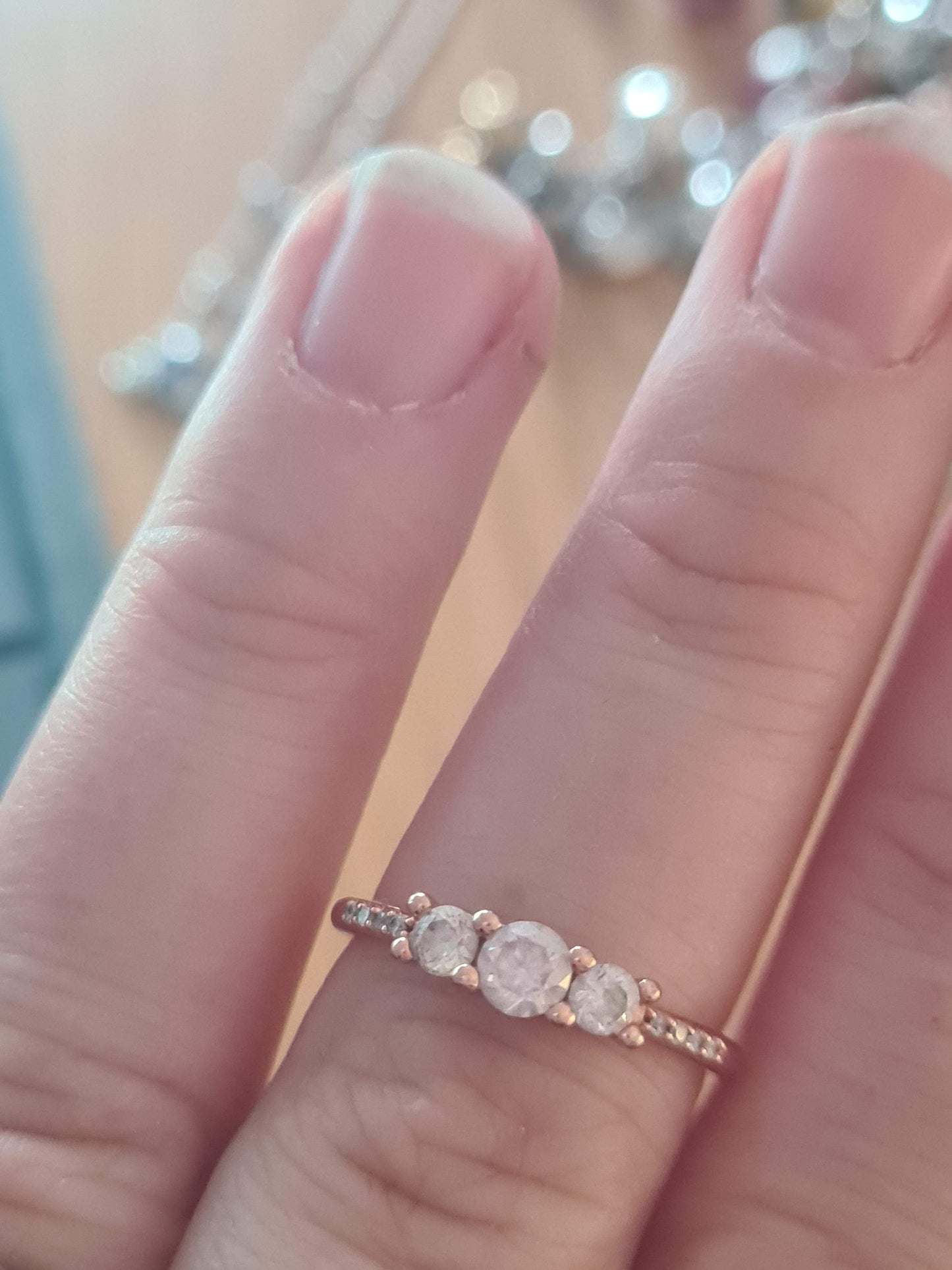 Genuine Pandora Rose Gold Three Stone Ring in Size 48