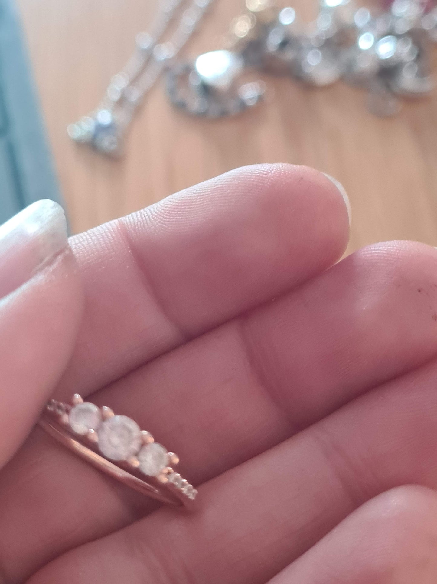 Genuine Pandora Rose Gold Three Stone Ring in Size 48