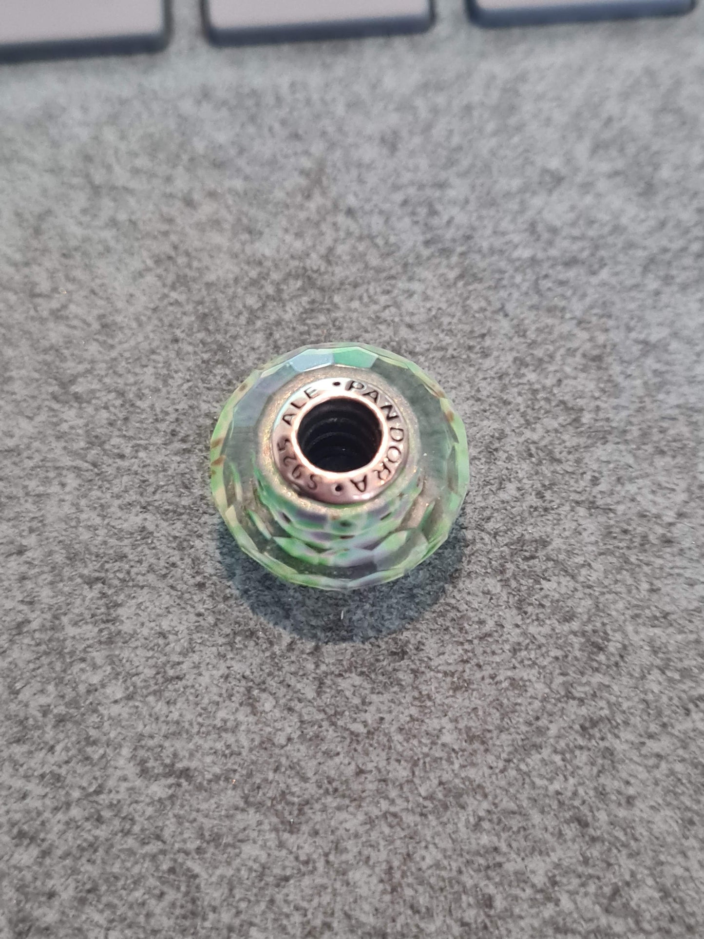 Genuine Pandora Green and Purple and White Firework Murano Glass Charm