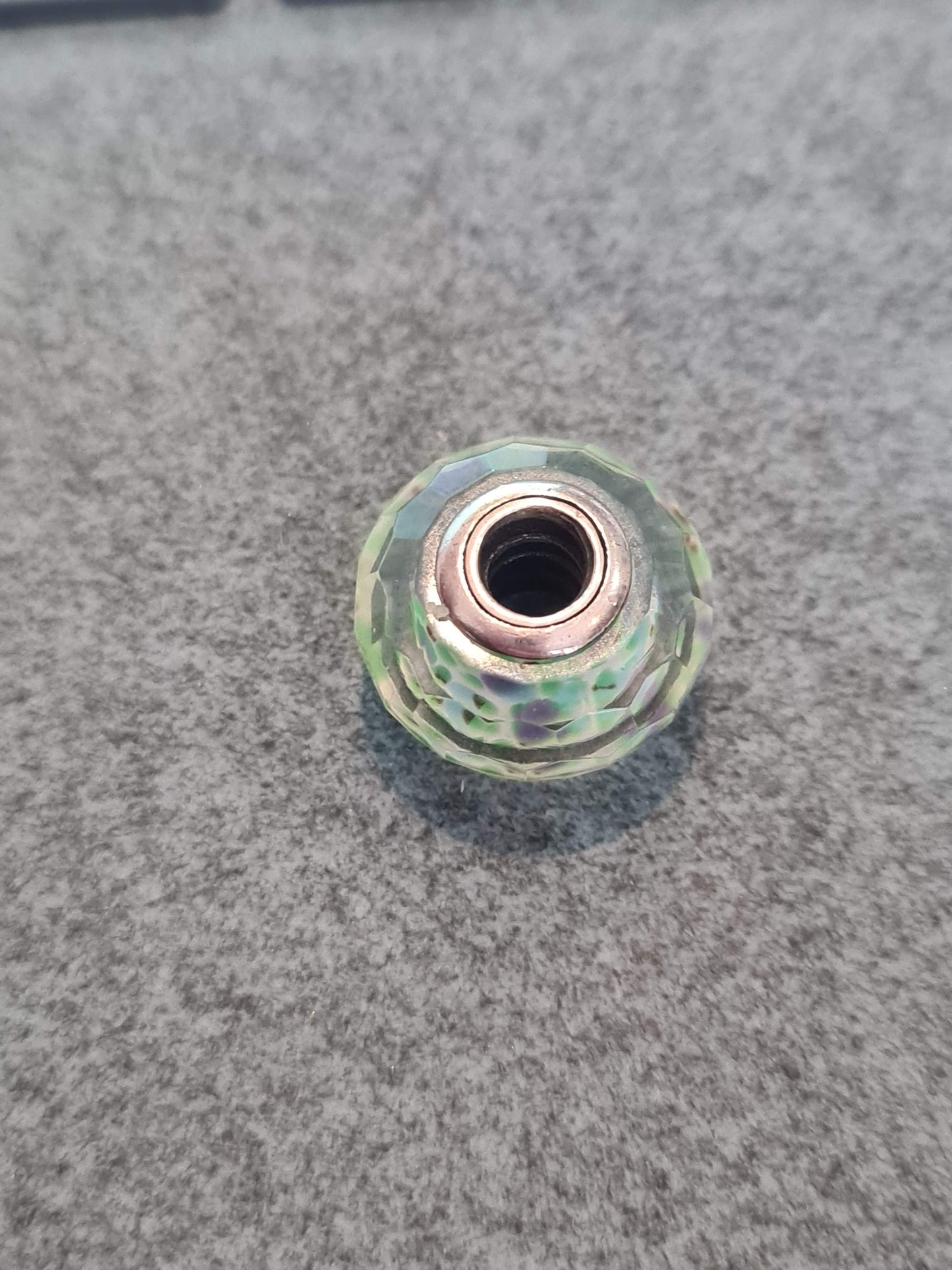 Genuine Pandora Green and Purple and White Firework Murano Glass Charm
