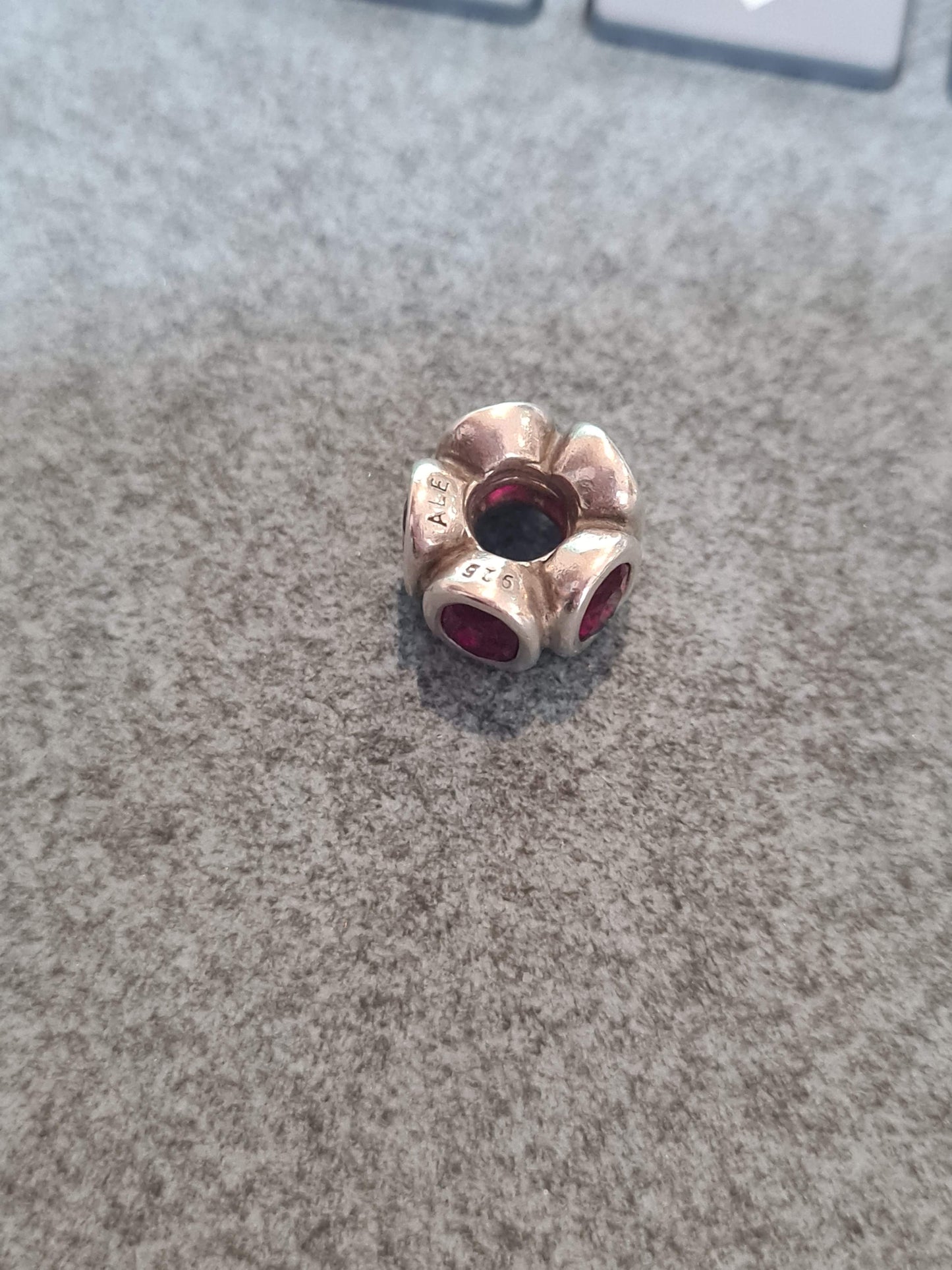 Genuine Pandora Ruby Red Oval Light Charm Glass Retired