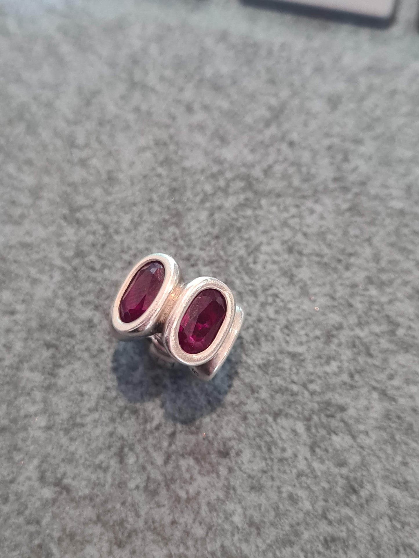 Genuine Pandora Ruby Red Oval Light Charm Glass Retired