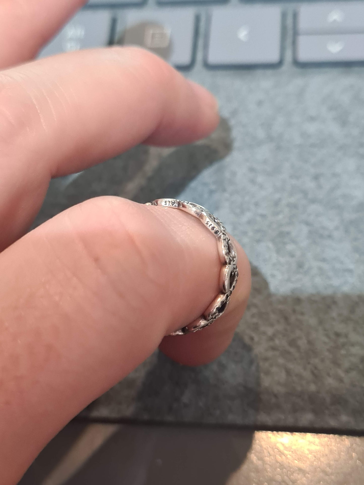 Genuine Pandora Two Tone Pave Infinity Ring Size 60