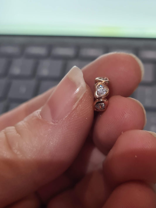Genuine Pandora Rose Gold Heart Clear Spacers x2