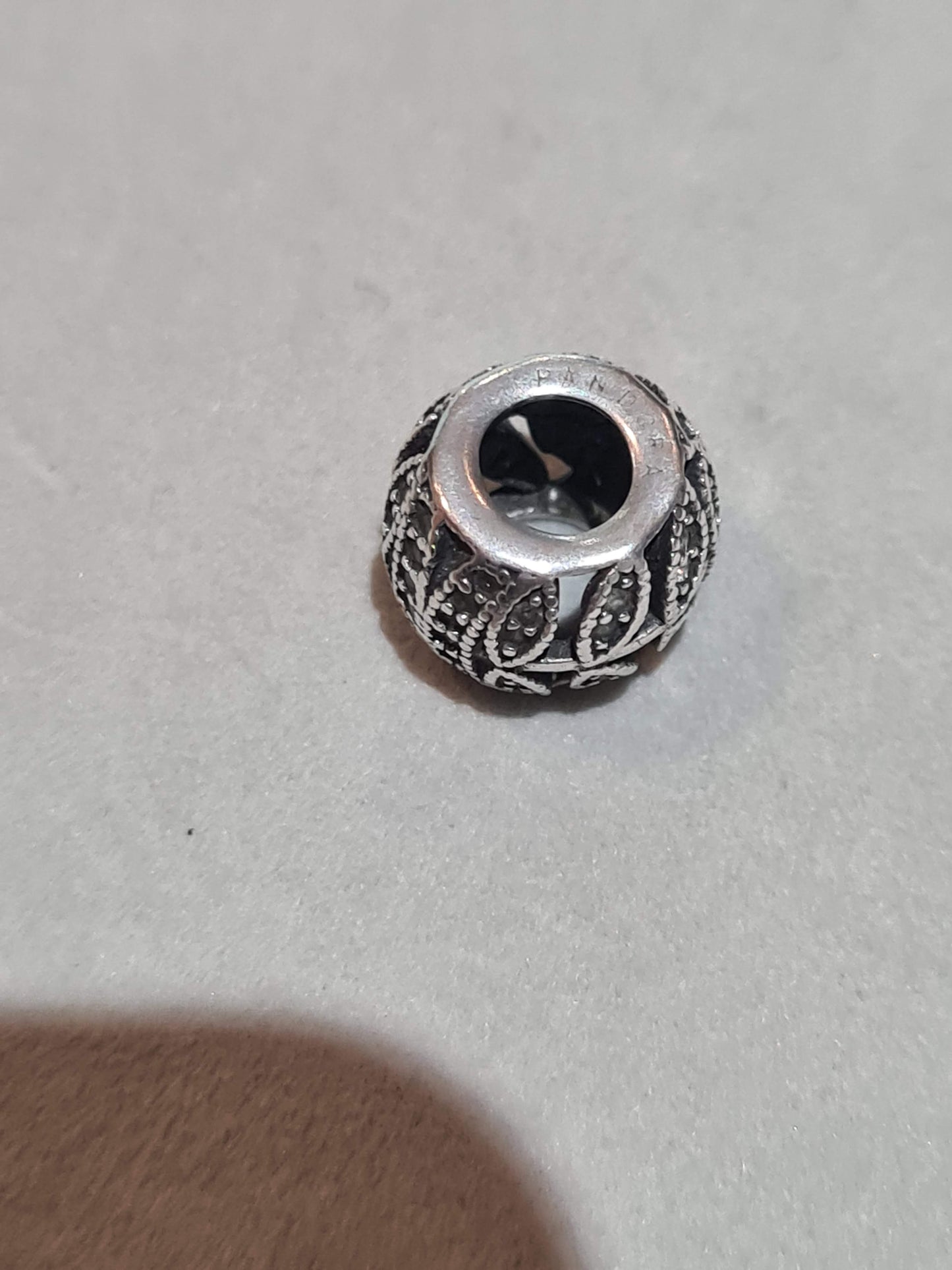 Genuine Pandora Sparkling Leaves Pave Leaf Openwork Charm