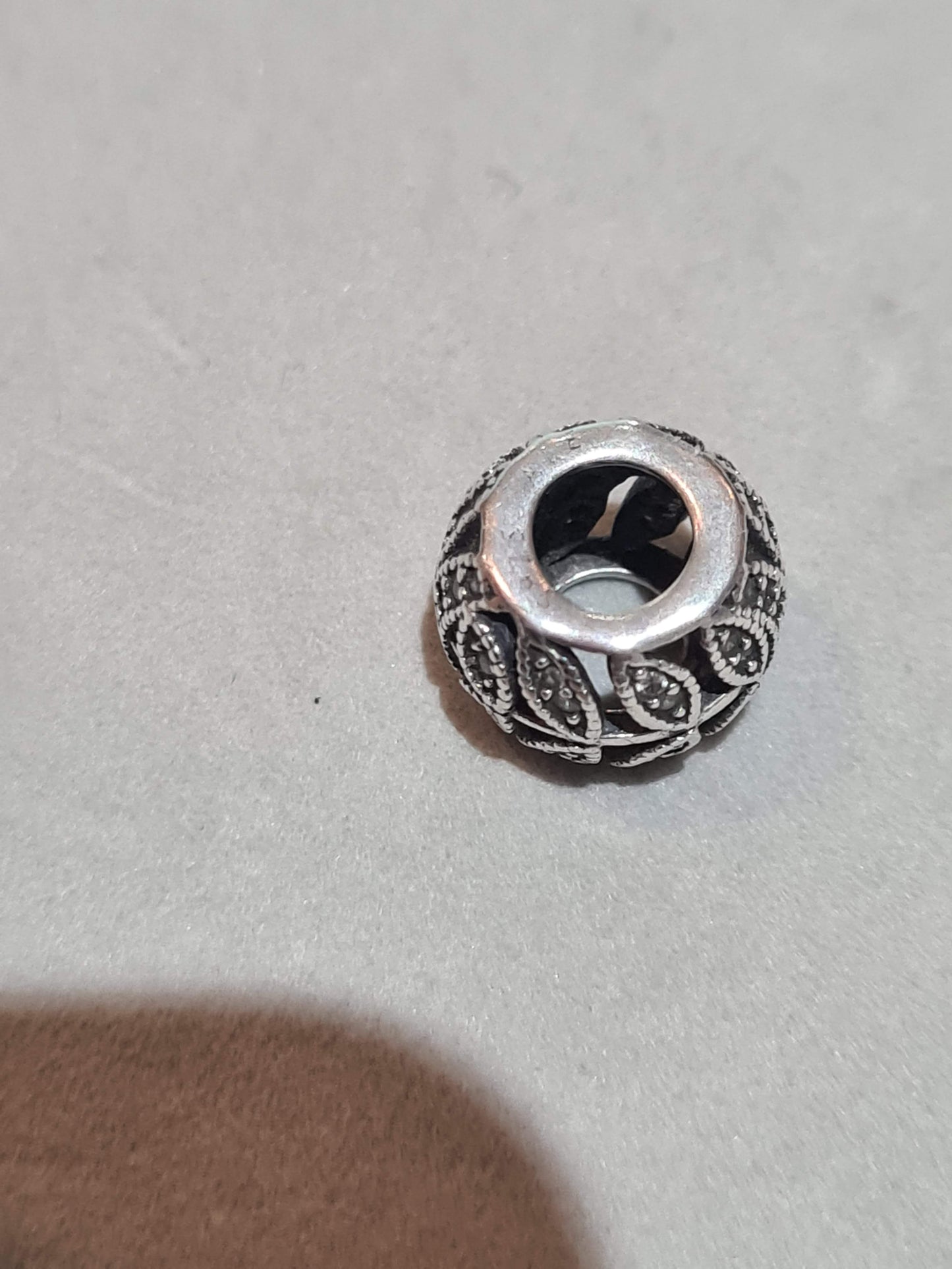 Genuine Pandora Sparkling Leaves Pave Leaf Openwork Charm