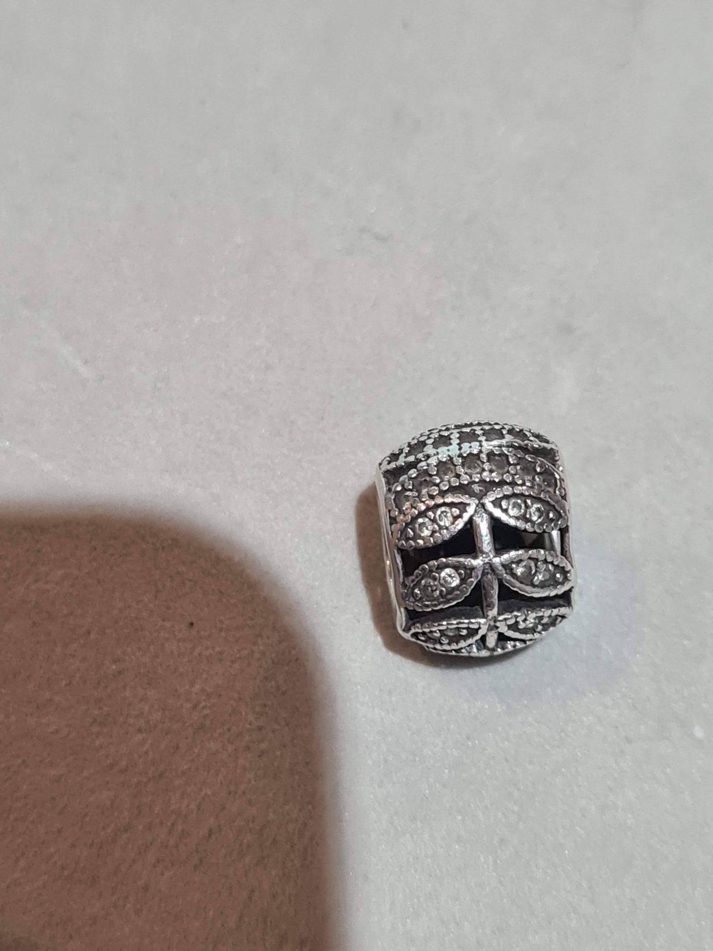 Genuine Pandora Sparkling Leaves Pave Leaf Openwork Charm