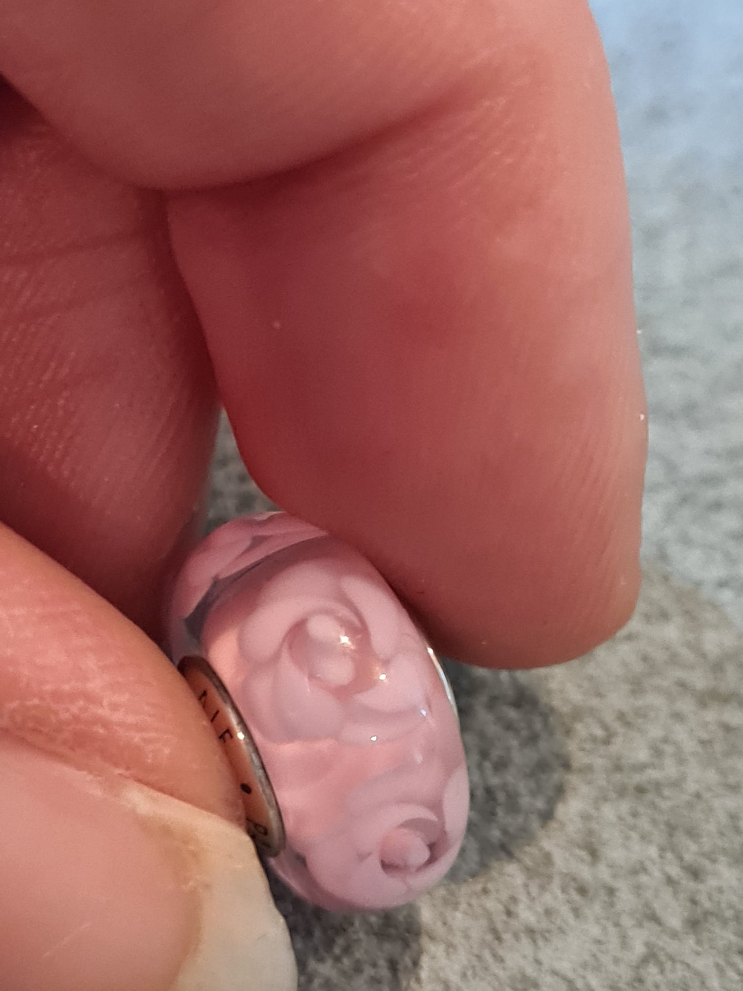 Genuine Pandora Pink Roses Glass Murano Charm