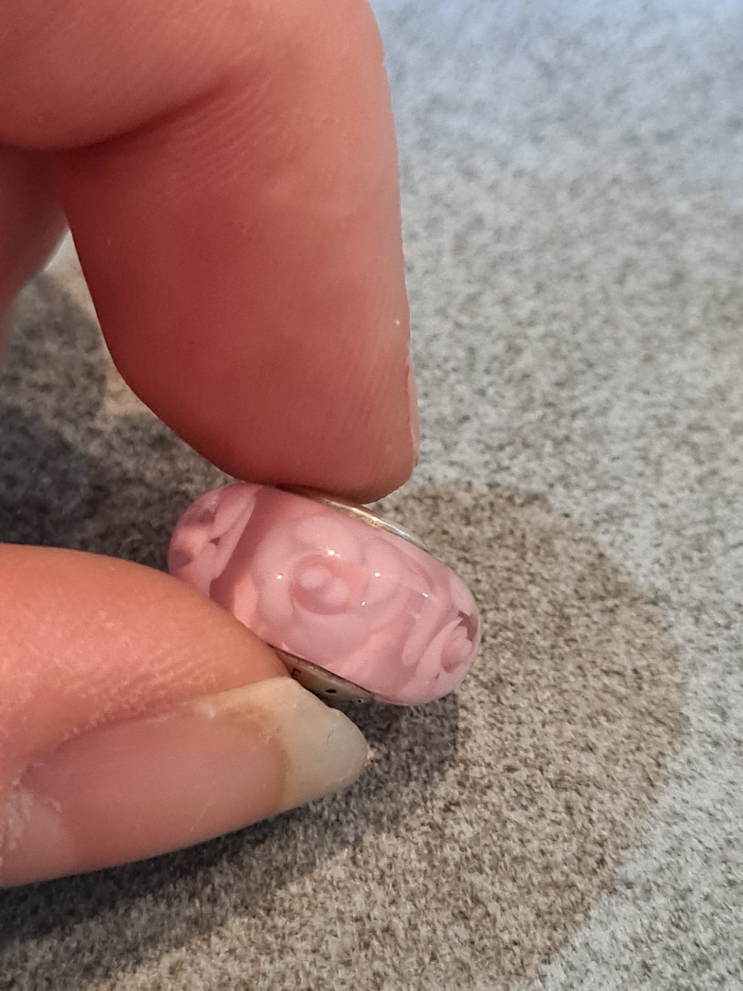 Genuine Pandora Pink Roses Glass Murano Charm