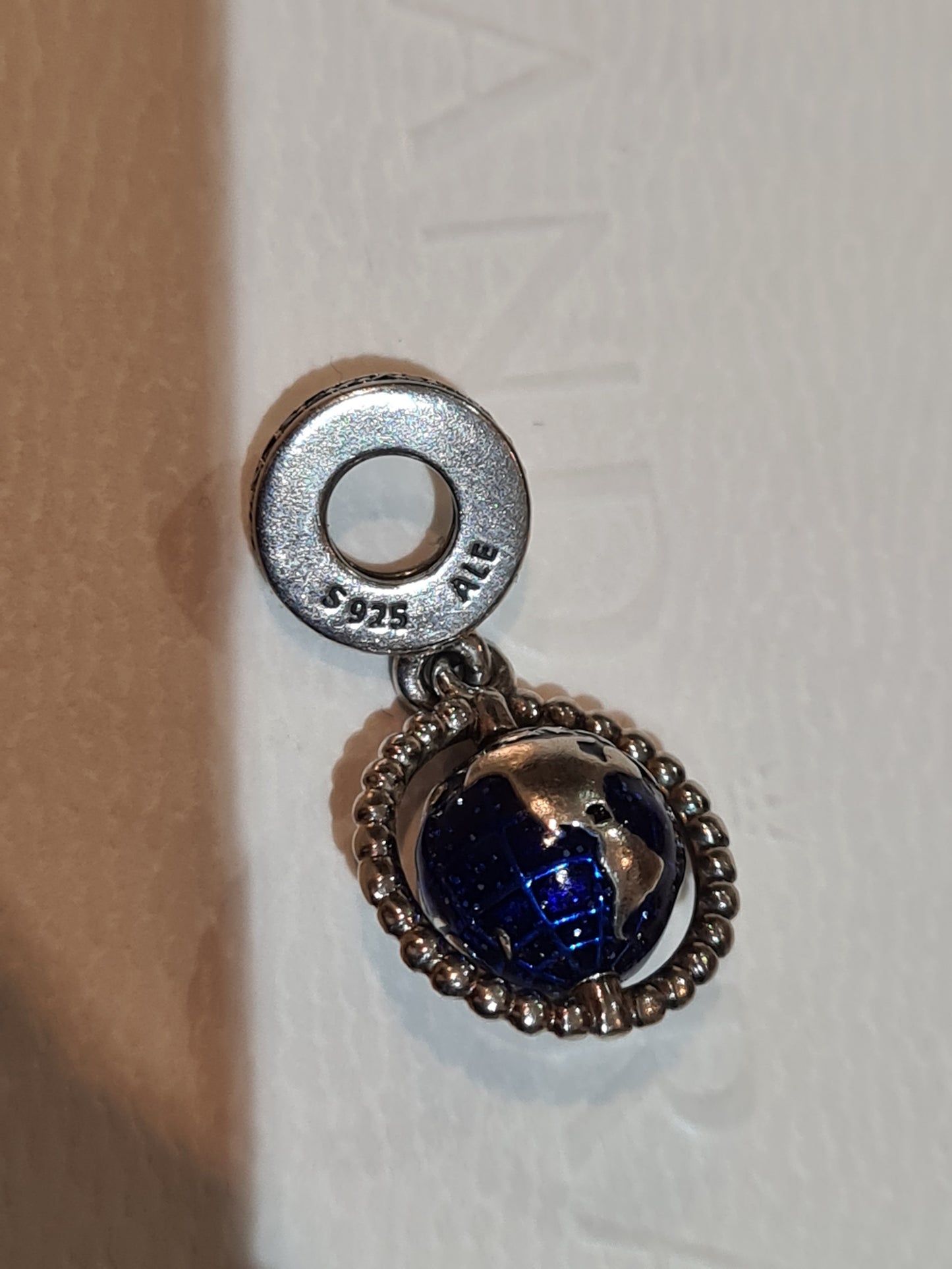 Genuine Pandora World Globe Spinning Dangle Charm