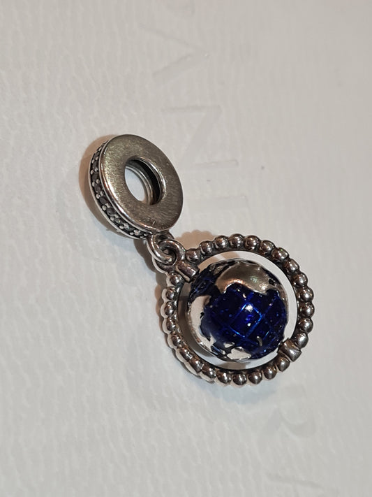 Genuine Pandora World Globe Spinning Dangle Charm