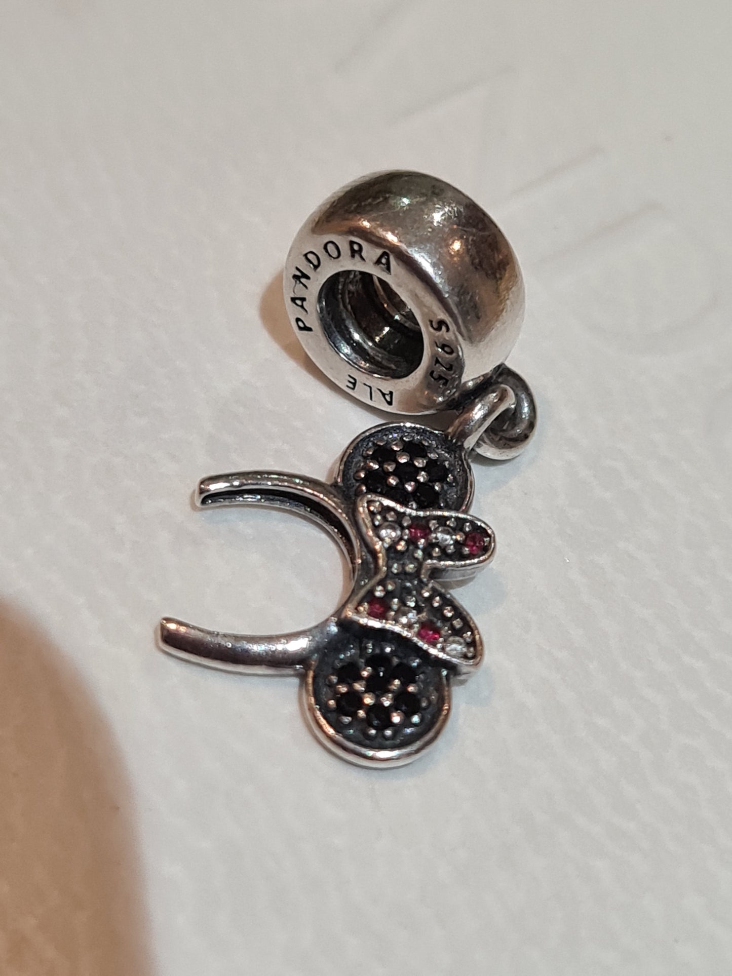 Genuine Pandora Disney Minnie Mouse Pave Ears With Pink Bow