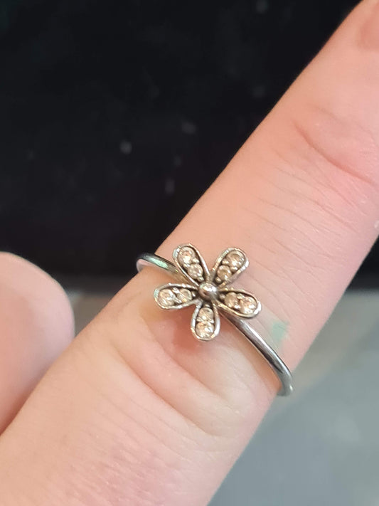 Genuine Pandora Pave Daisy Ring Size 52