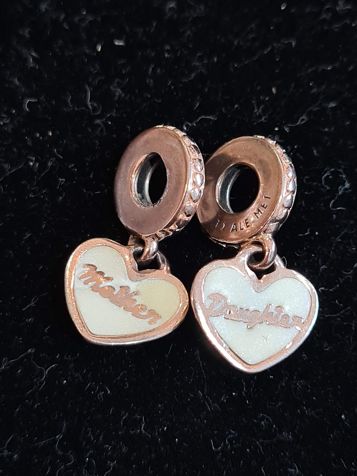 Genuine Pandora Rose Gold Mother & Daughter Dangle Heart Charm