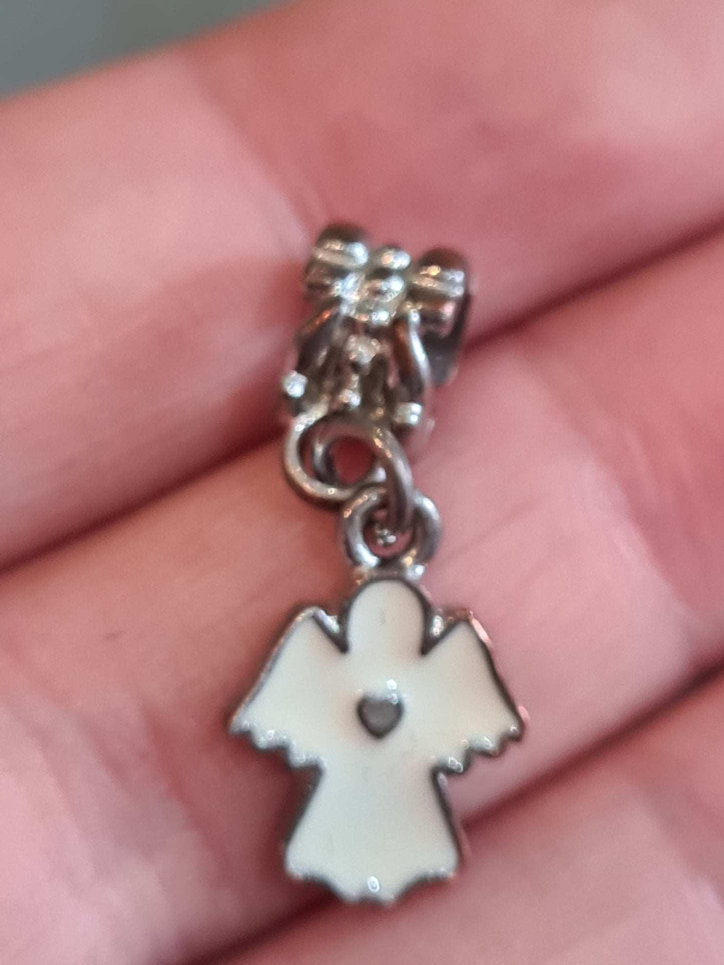 NOT Pandora White Enamel Angel Dangle Charm