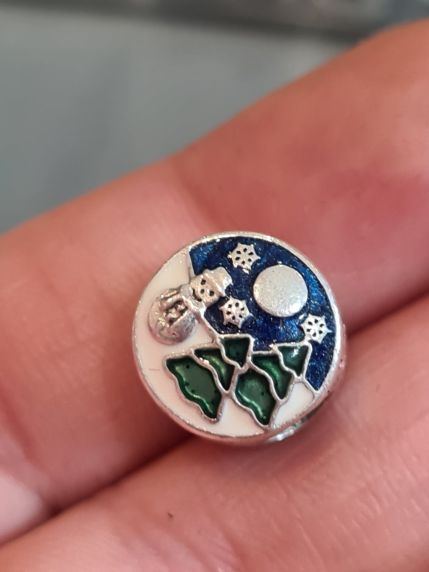 Genuine Pandora Winter Snowy Enamel Scene Snowman Xmas Christmas Charm