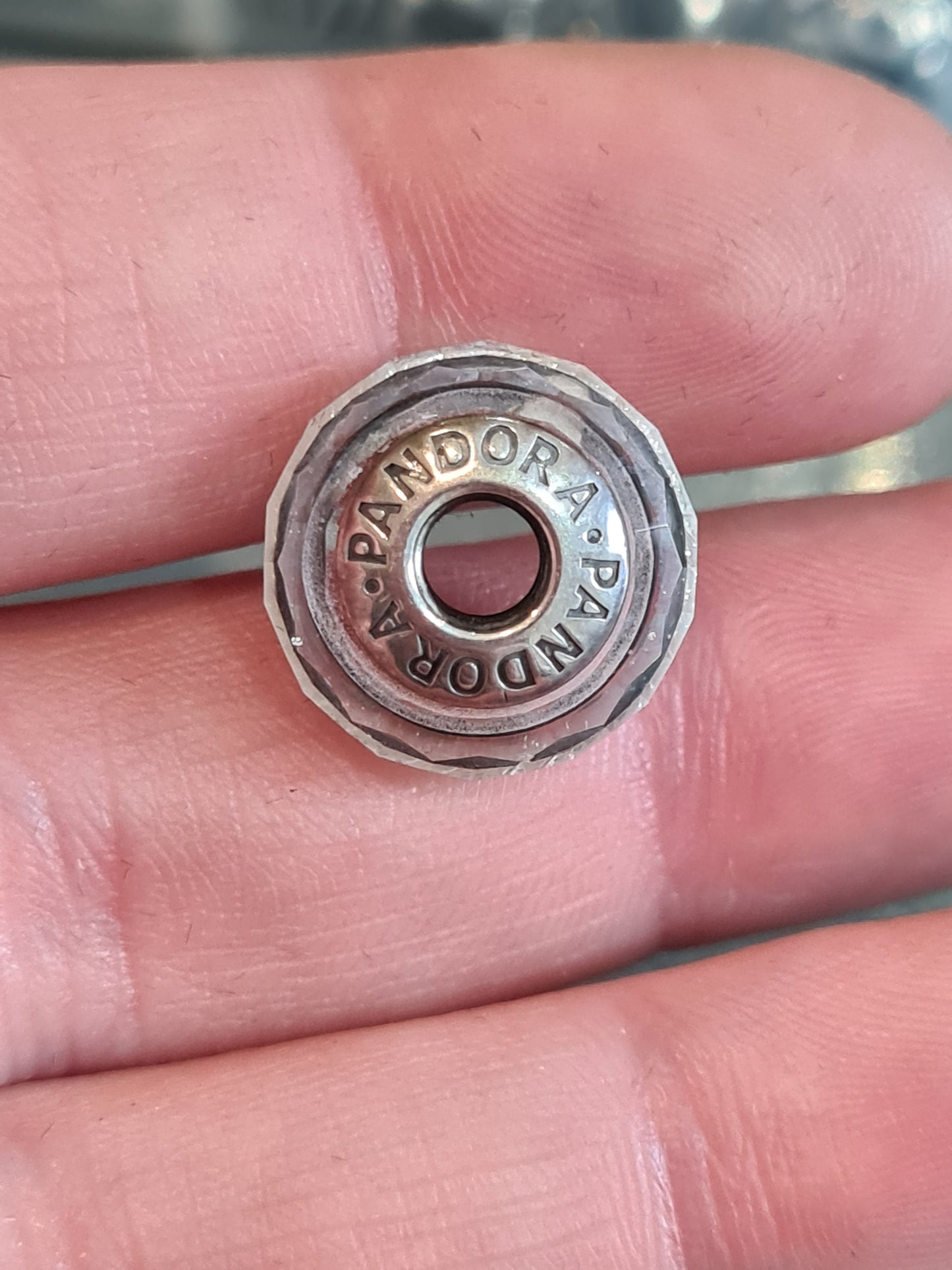Genuine Pandora White Sparkle Faceted Murano Glass Charm