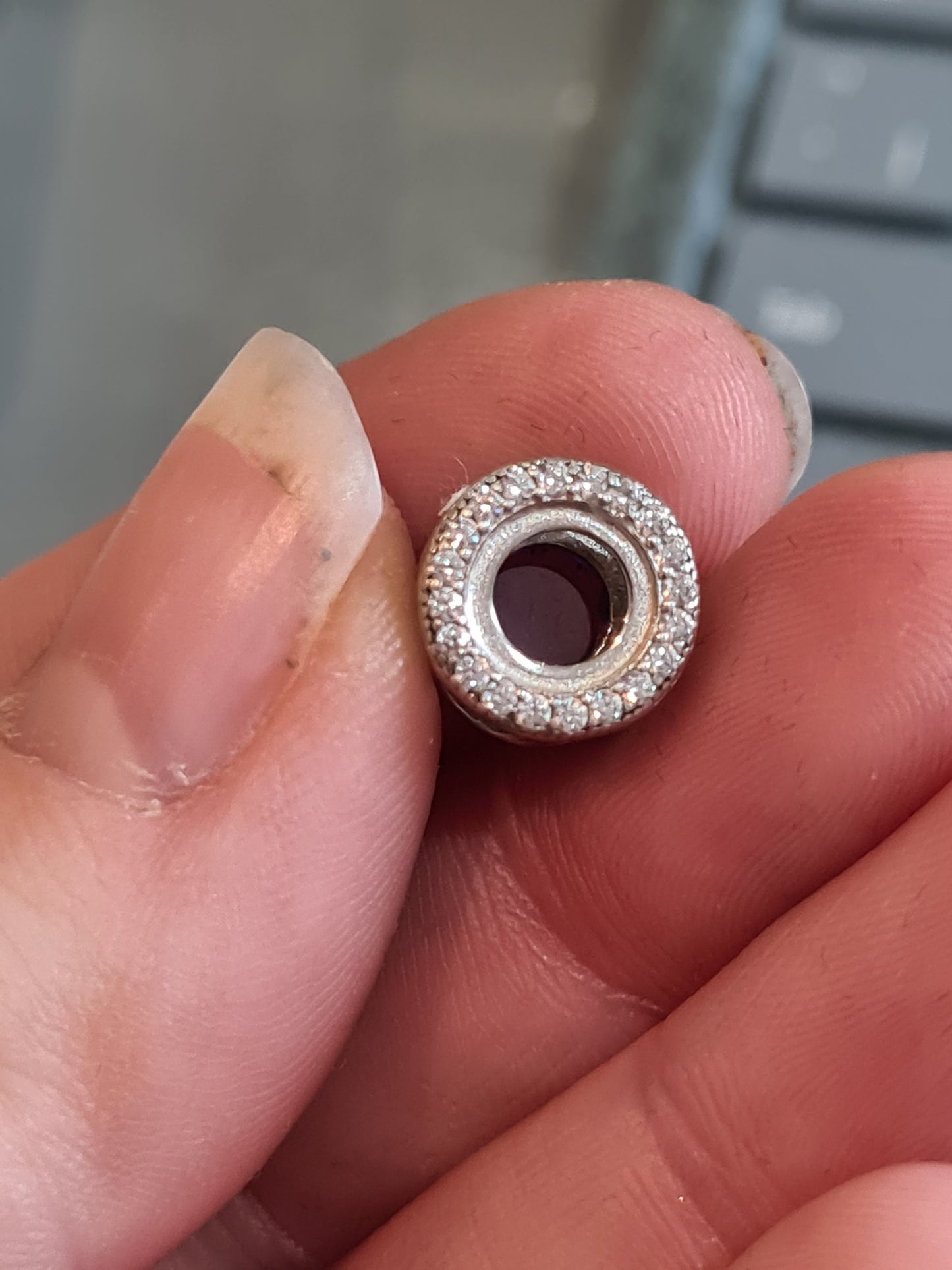 Genuine Chamilia Purple Stone Charm with Clear Stones Defect
