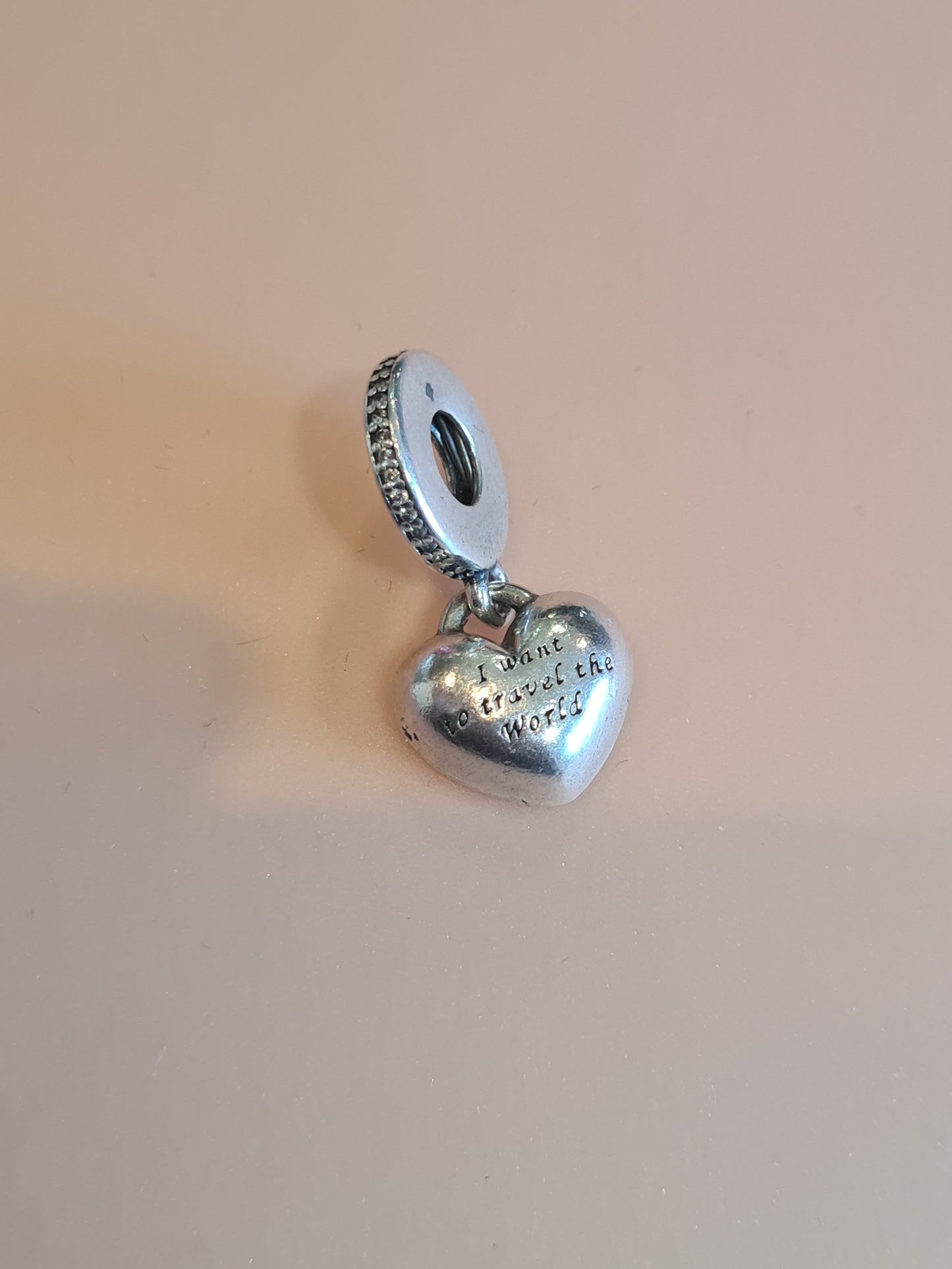 Genuine Pandora I Want To Travel The World With You Dangle Enamel Charms PAIR