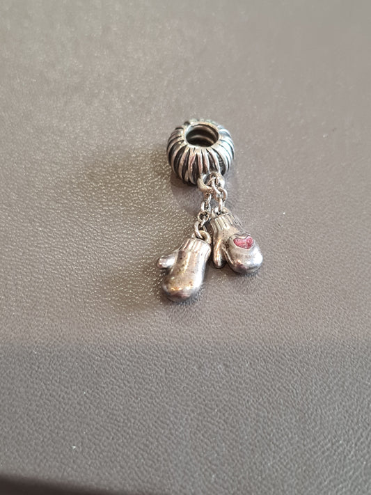 Genuine Pandora Pair or Christmas Winter Mittens Gloves Dangle Charm