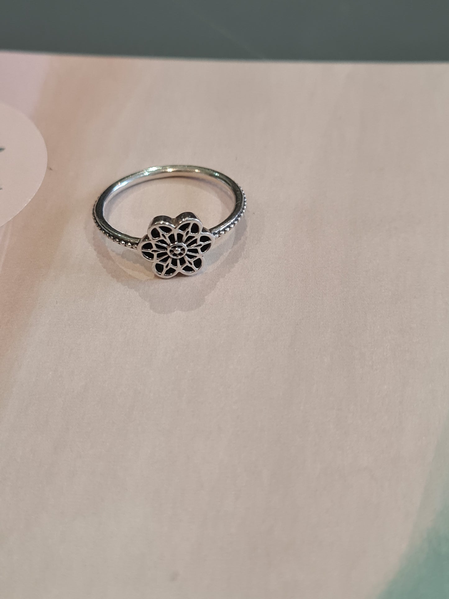 Genuine Pandora Openwork Flower Ring Size 52