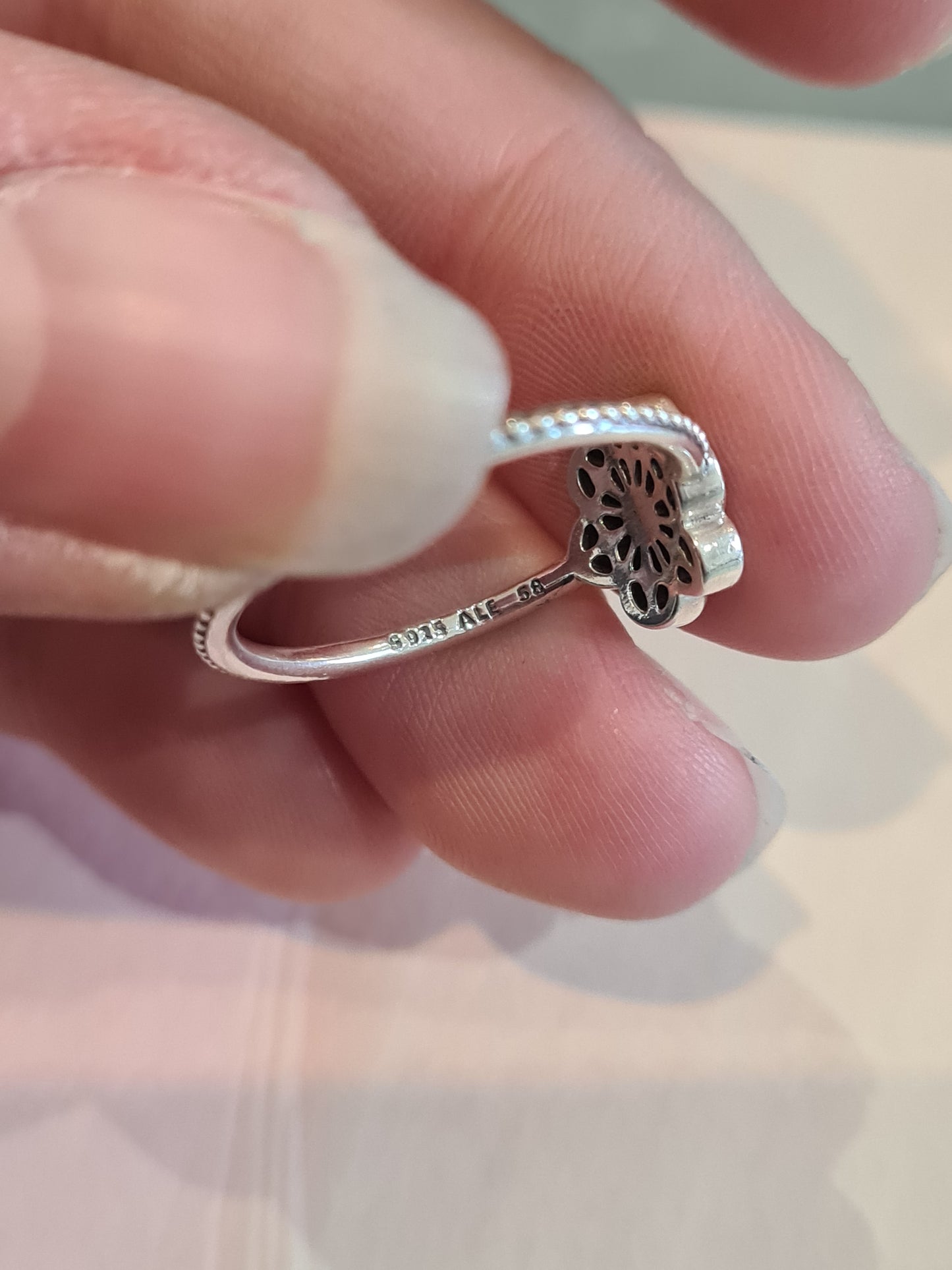 Genuine Pandora Openwork Flower Ring Size 52
