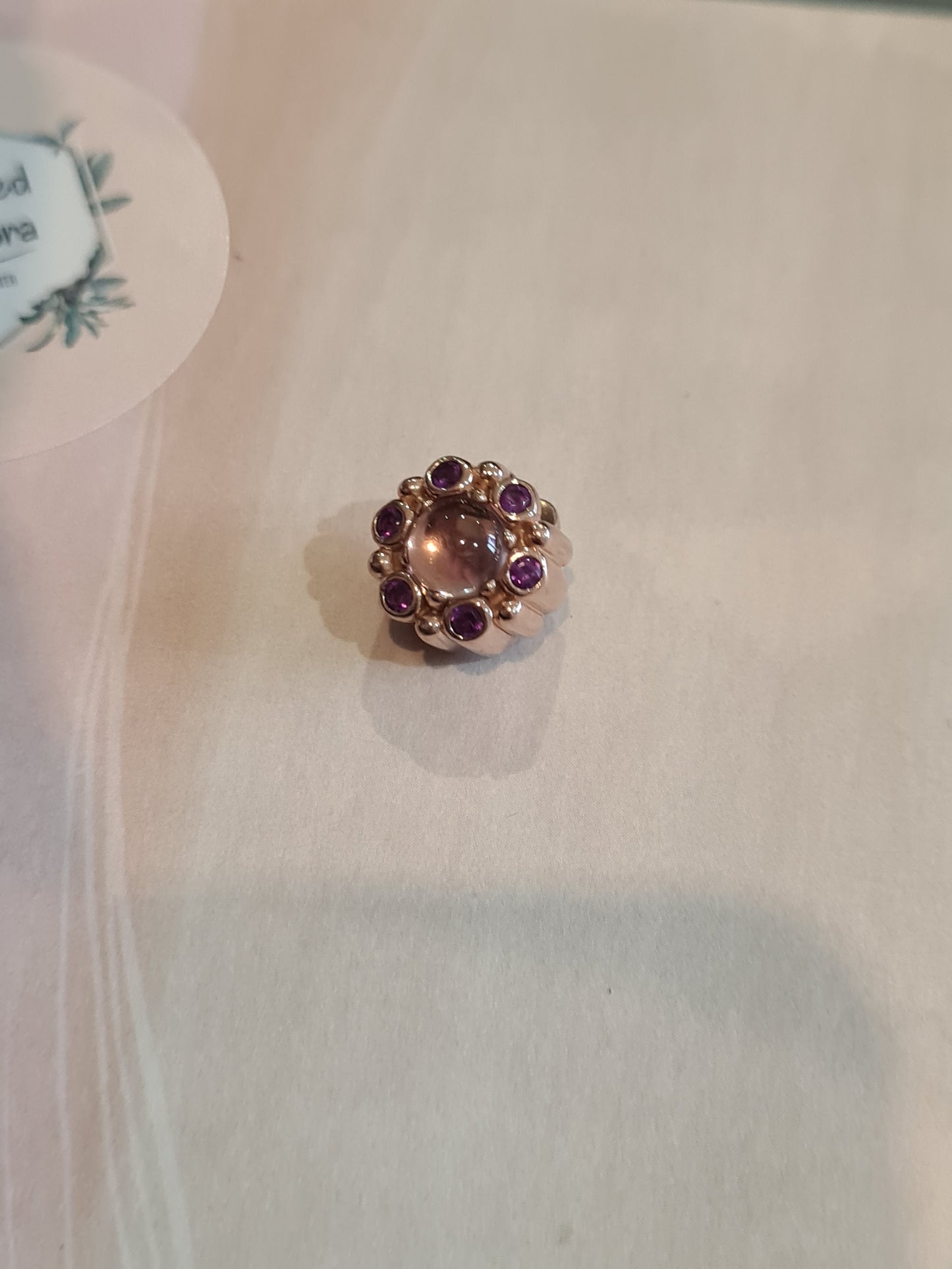 Genuine Pandora Rose Gold Heraldic Charm Pink Stoned