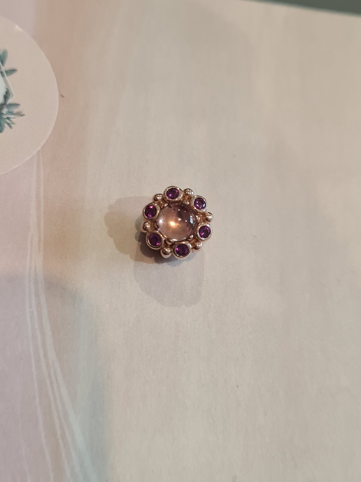 Genuine Pandora Rose Gold Heraldic Charm Pink Stoned