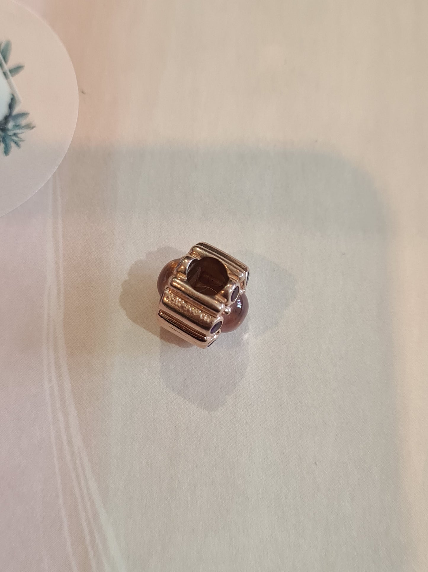 Genuine Pandora Rose Gold Heraldic Charm Pink Stoned