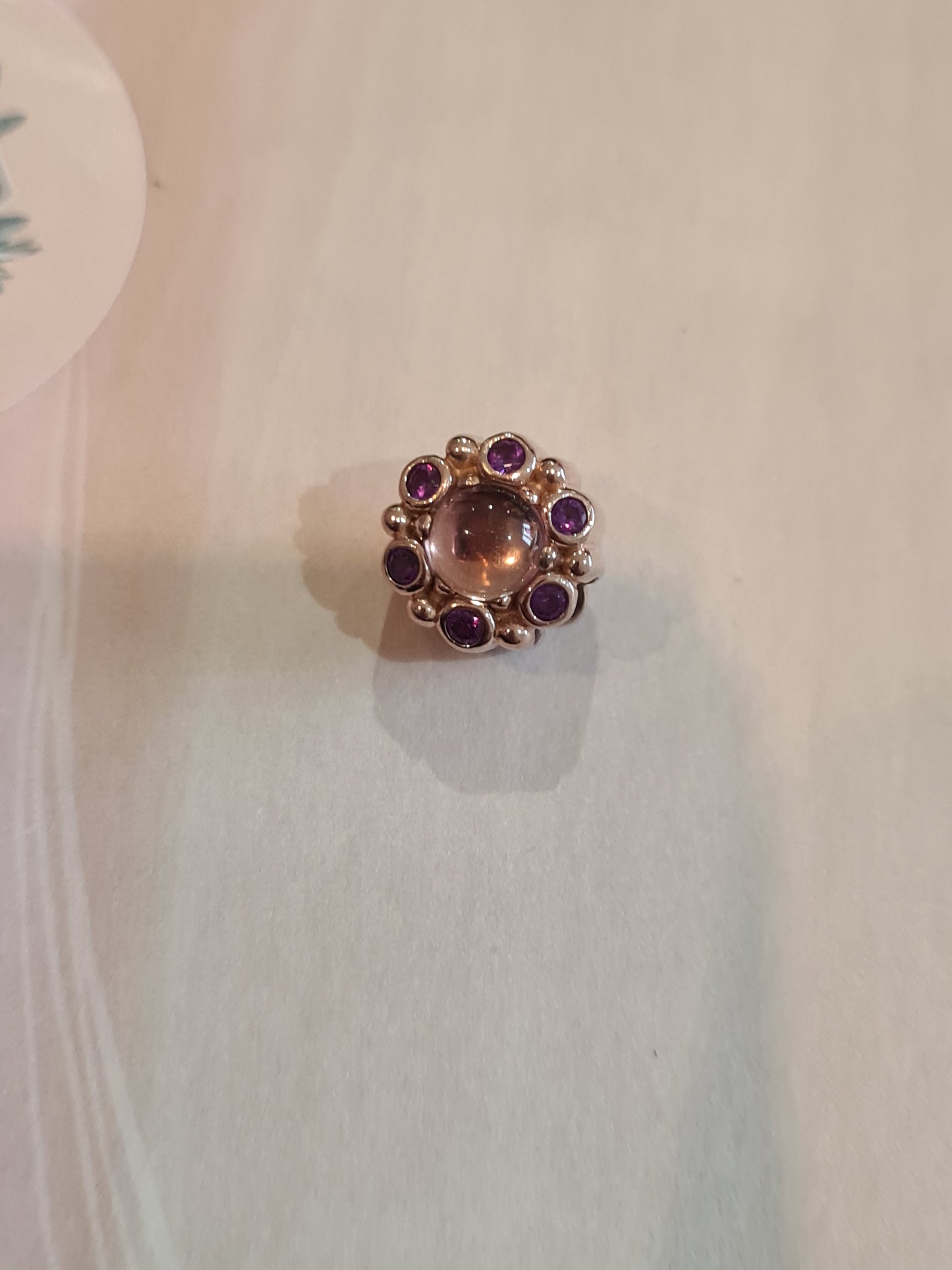 Genuine Pandora Rose Gold Heraldic Charm Pink Stoned