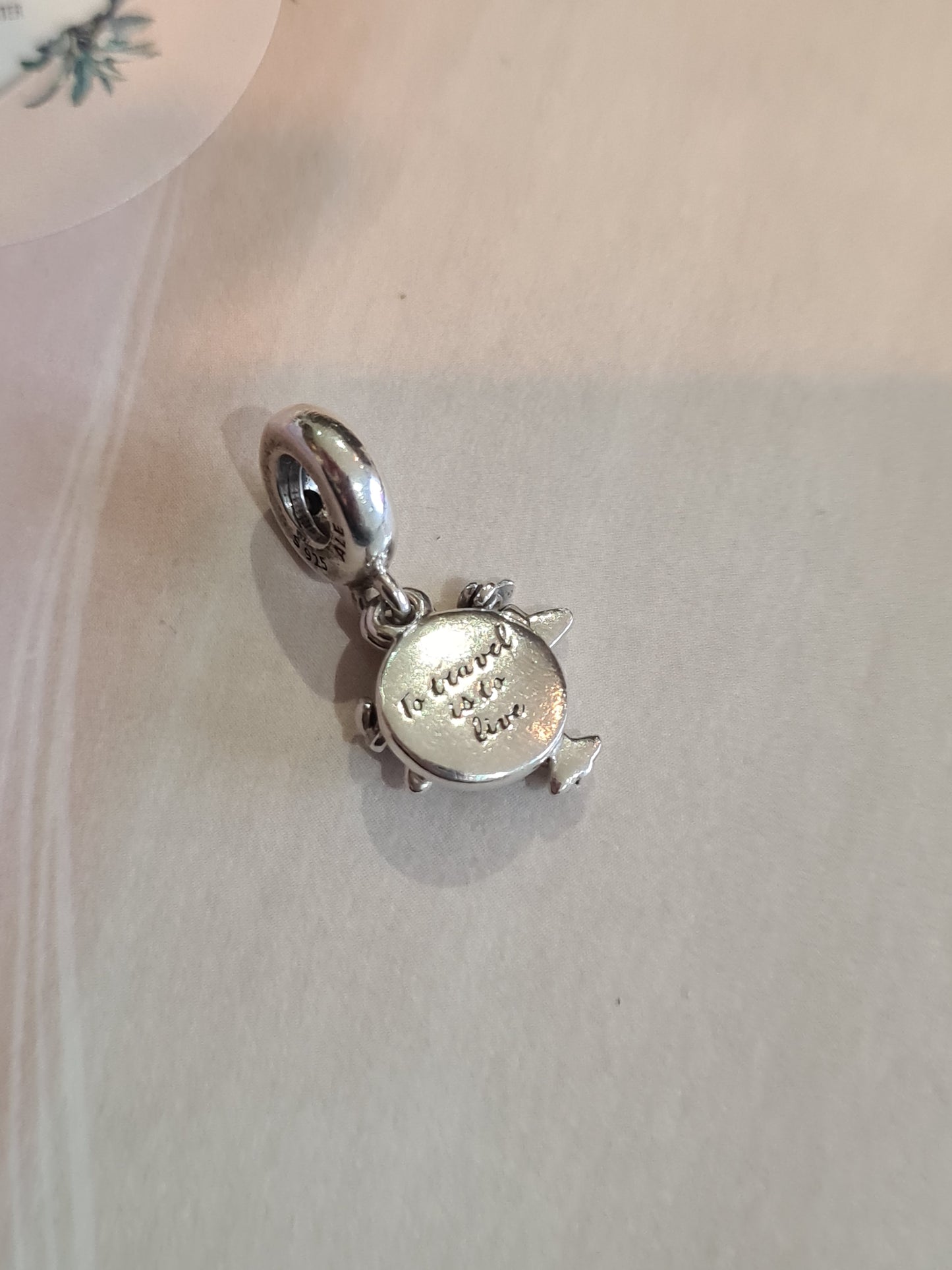 Genuine Pandora Aeroplane Dangle With Enamel Sky Charm