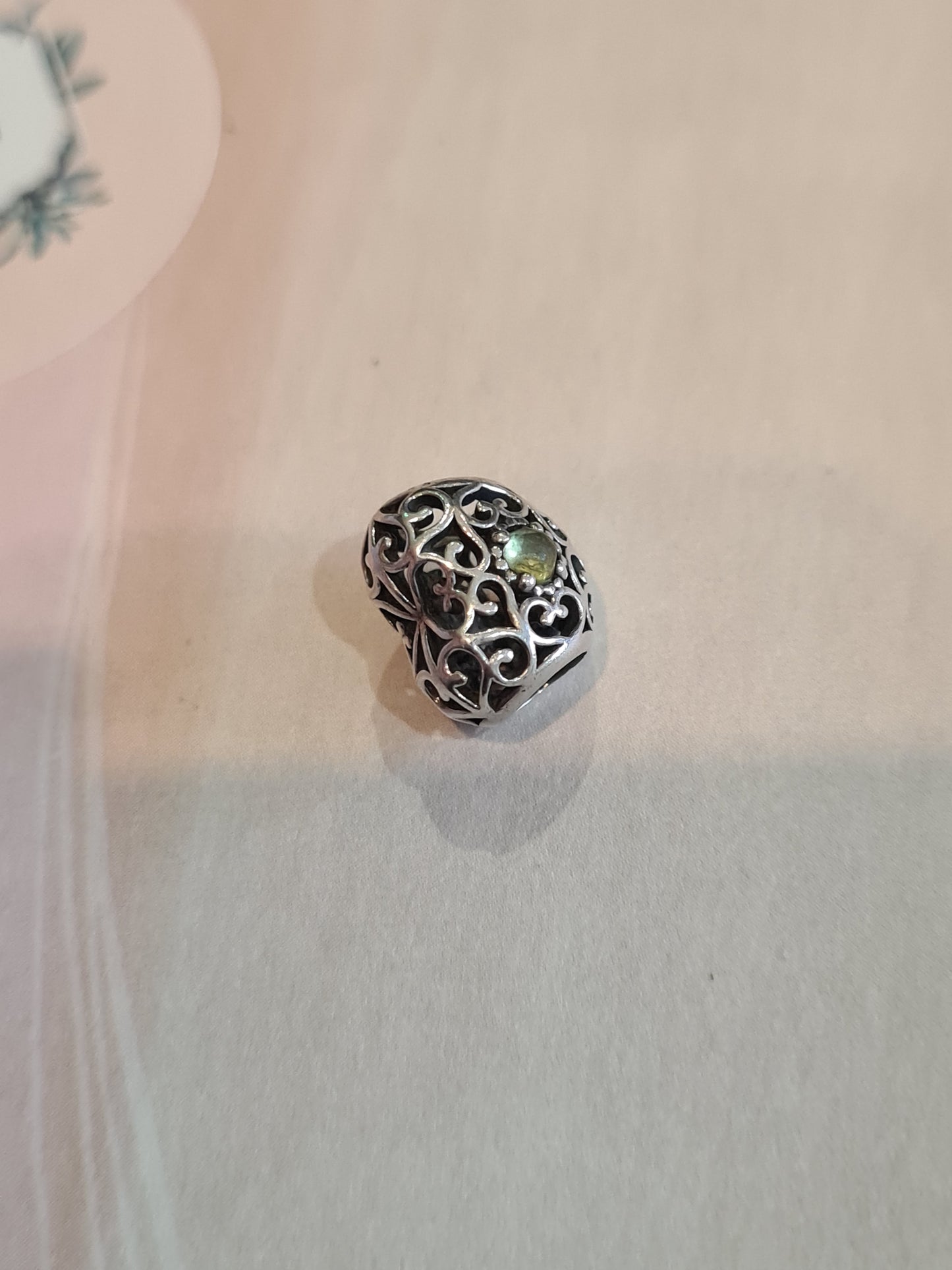 Genuine Pandora Light Green Birth Stone Heart Charm