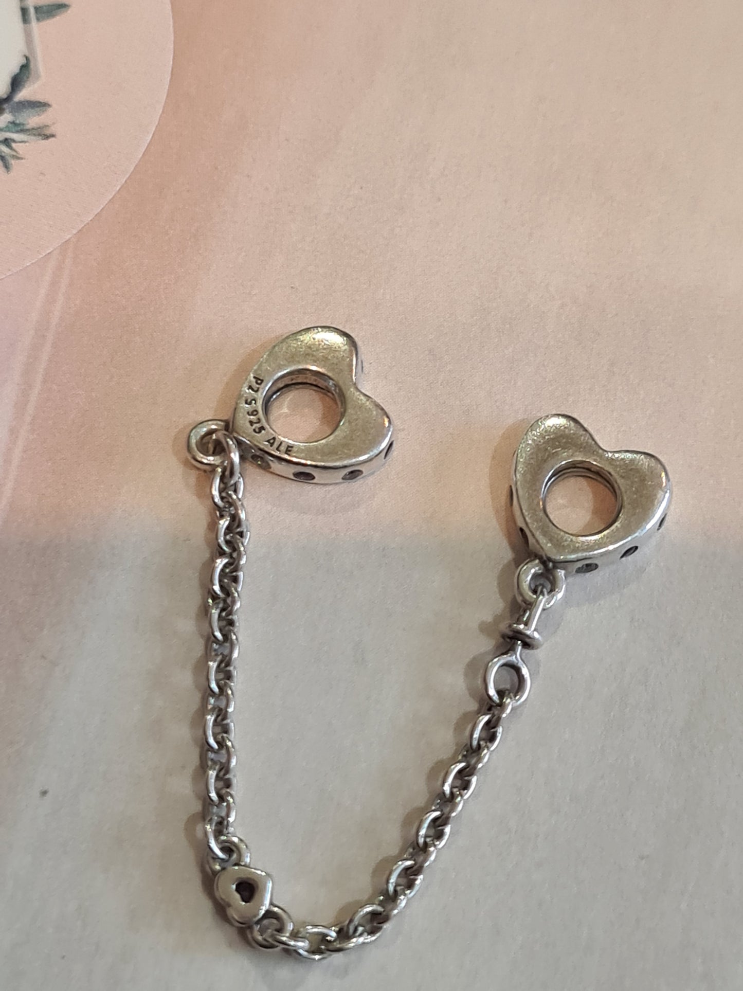 Genuine Pandora Heart Safety Chain With Red and Pink Stones
