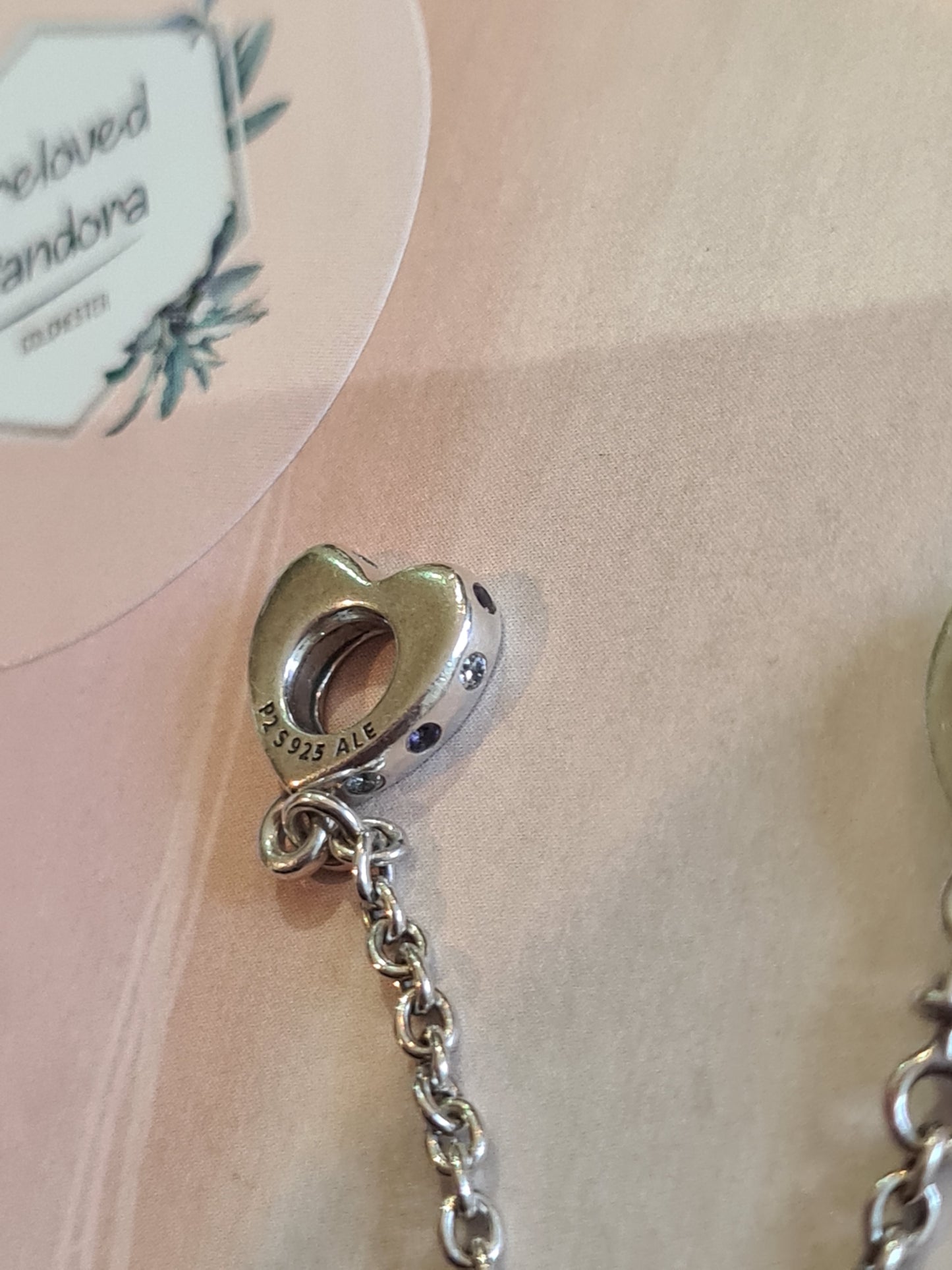 Genuine Pandora Heart Safety Chain With Red and Pink Stones