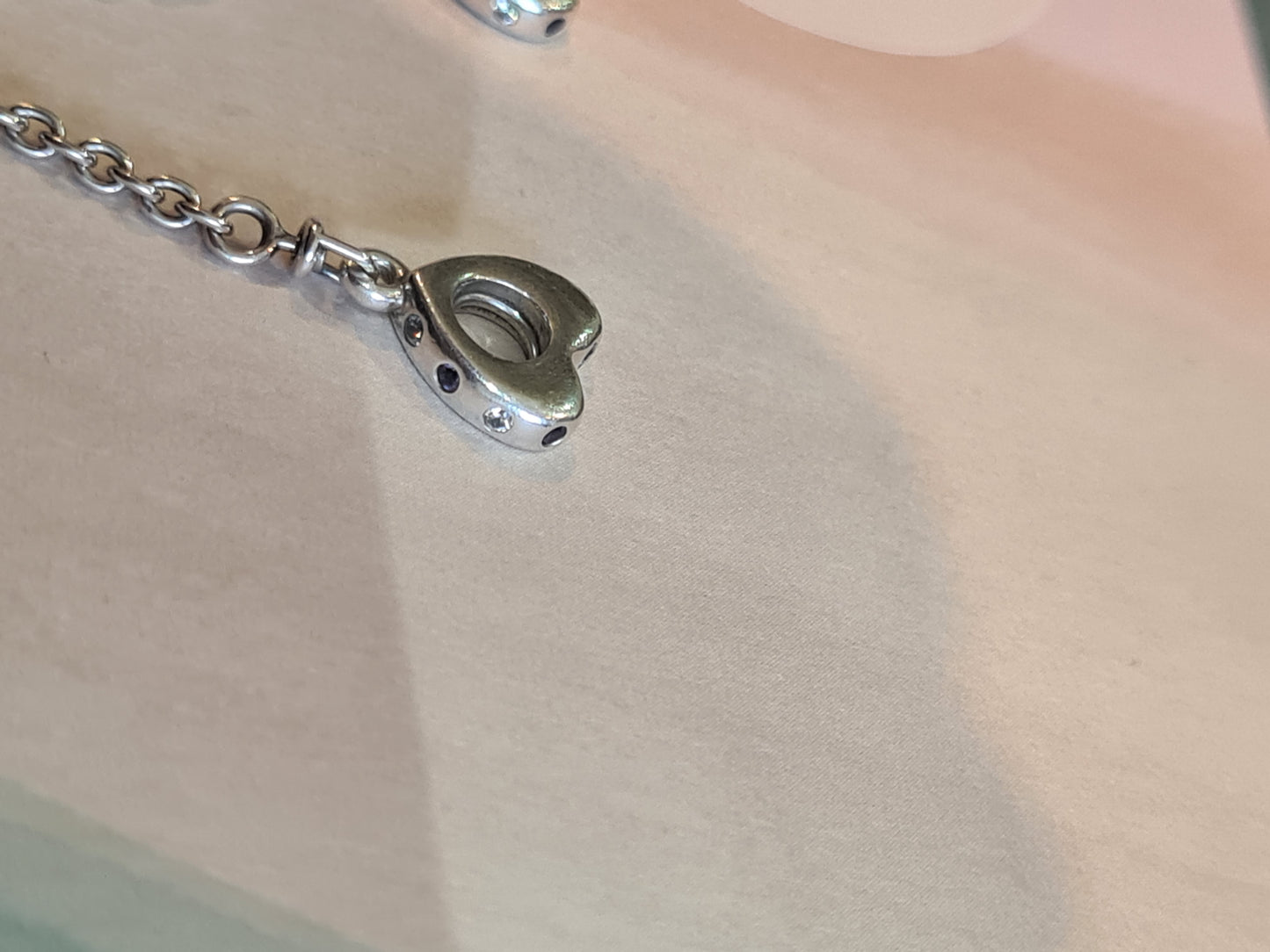 Genuine Pandora Heart Safety Chain With Red and Pink Stones