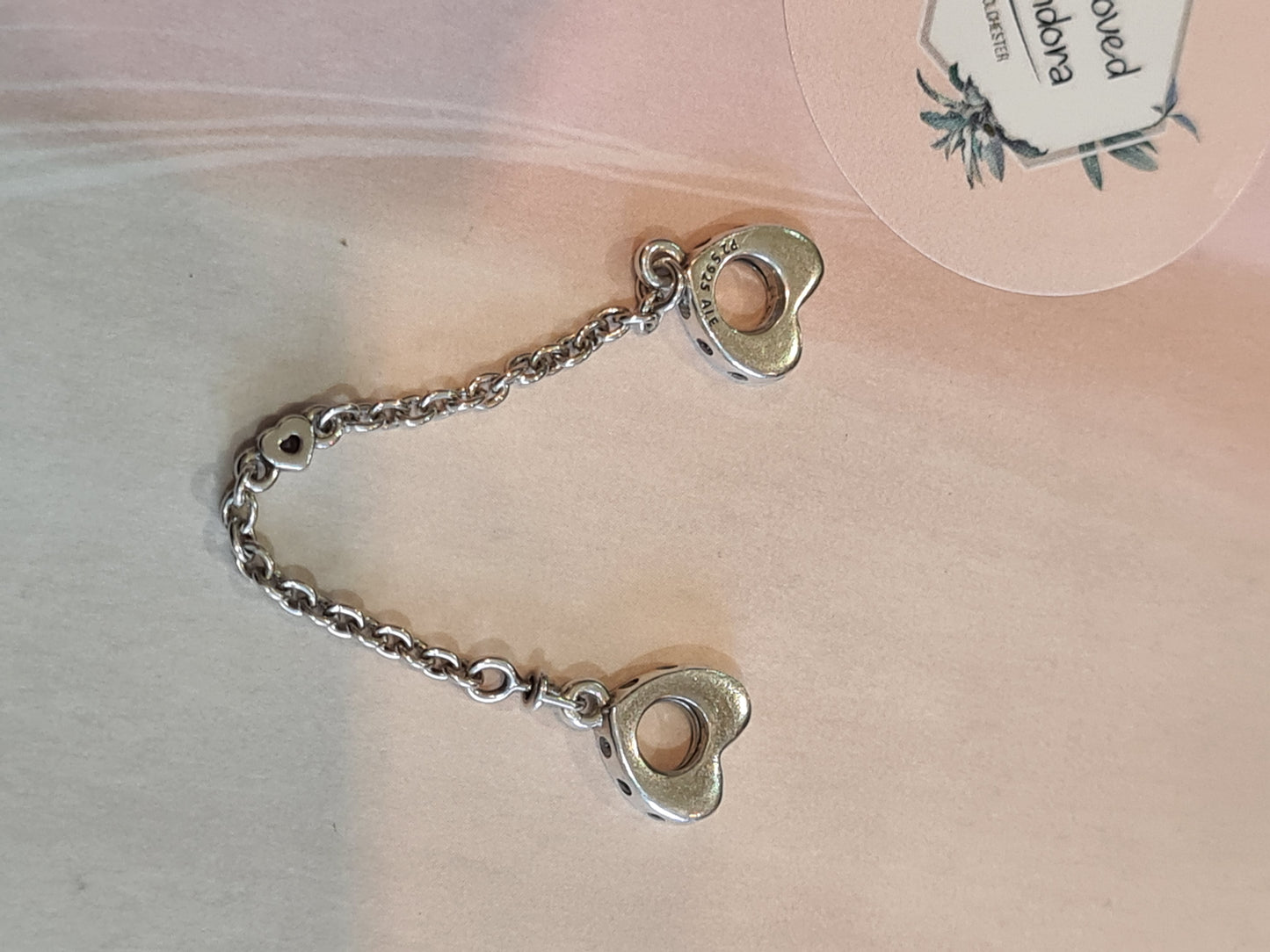 Genuine Pandora Heart Safety Chain With Red and Pink Stones