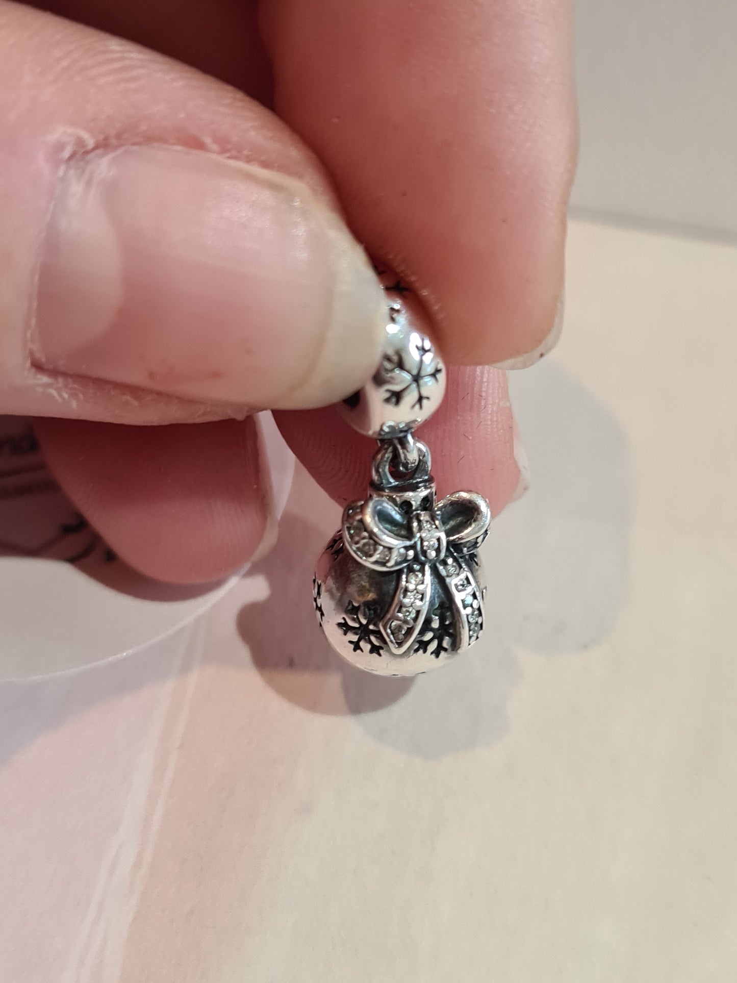 Genuine Pandora Christmas Pave Snowflake Bauble Dangle Charm