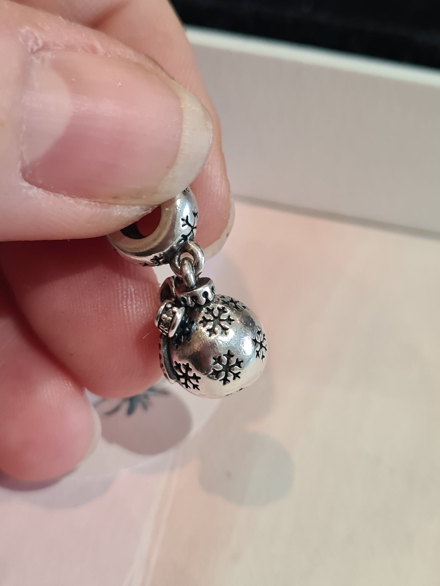 Genuine Pandora Christmas Pave Snowflake Bauble Dangle Charm