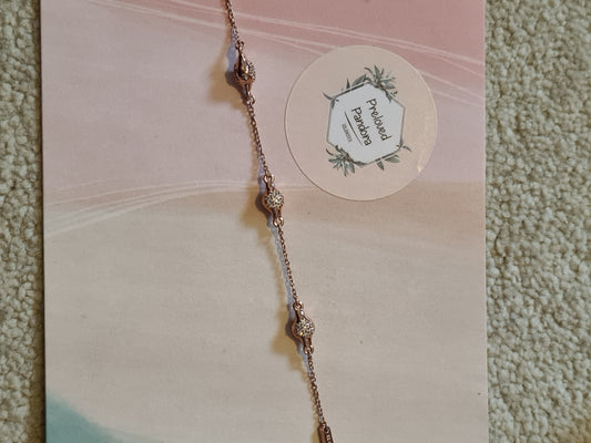 Genuine Pandora Rose Gold Diamond Love Pod Pave Bracelet 18cm