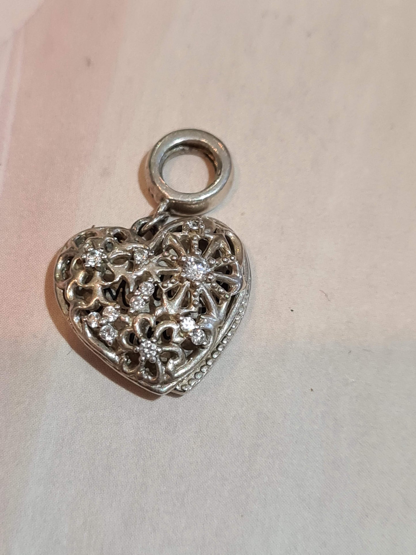 Genuine Chamilia You Melt My Heart Charm With Cz Large Dangle